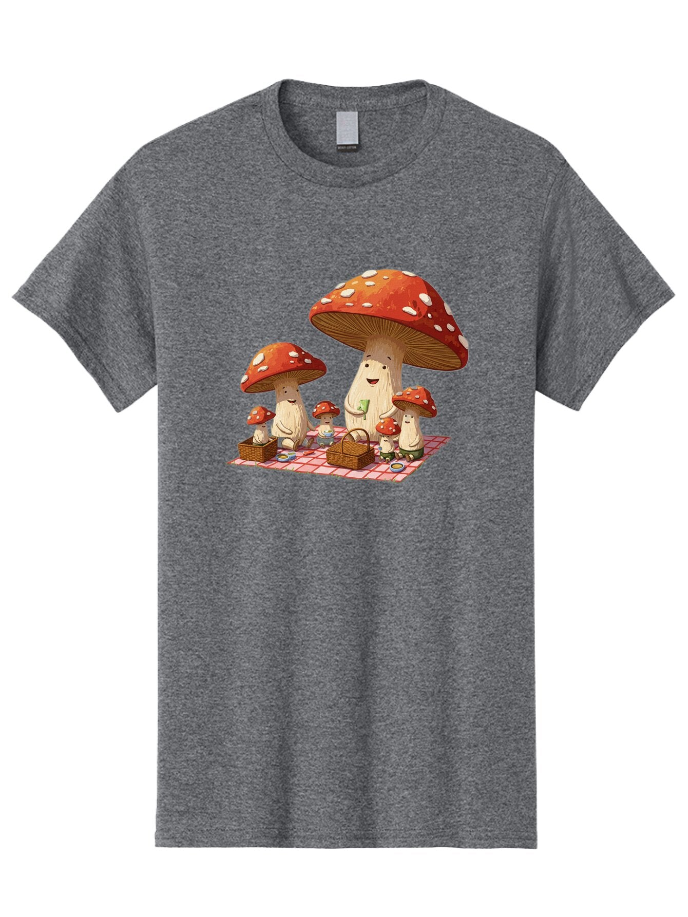 Mushroom-Family-Picnic-2 Men'S Graphic Tee, 100% Cotton, Comfortable Casual Summer Wear, Machine Washable, Vintage Camera, Old Camera, Antique Camera, Black Camera, Classic Photography, Photography Equipment, Nostalgic Device, Film Camera, Bam962 5
