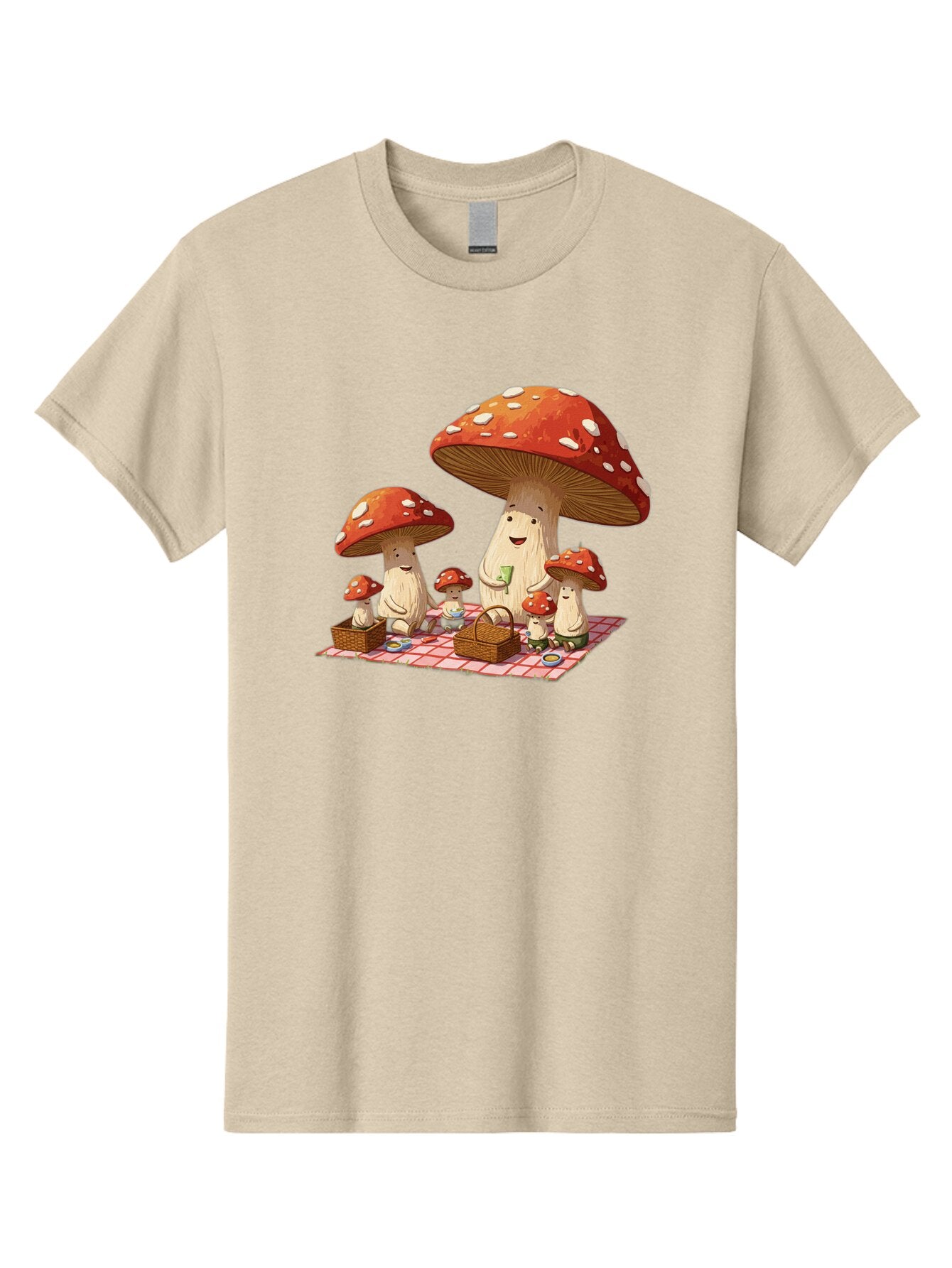 Mushroom-Family-Picnic-2 Men'S Graphic Tee, 100% Cotton, Comfortable Casual Summer Wear, Machine Washable, Vintage Camera, Old Camera, Antique Camera, Black Camera, Classic Photography, Photography Equipment, Nostalgic Device, Film Camera, Bam962 3