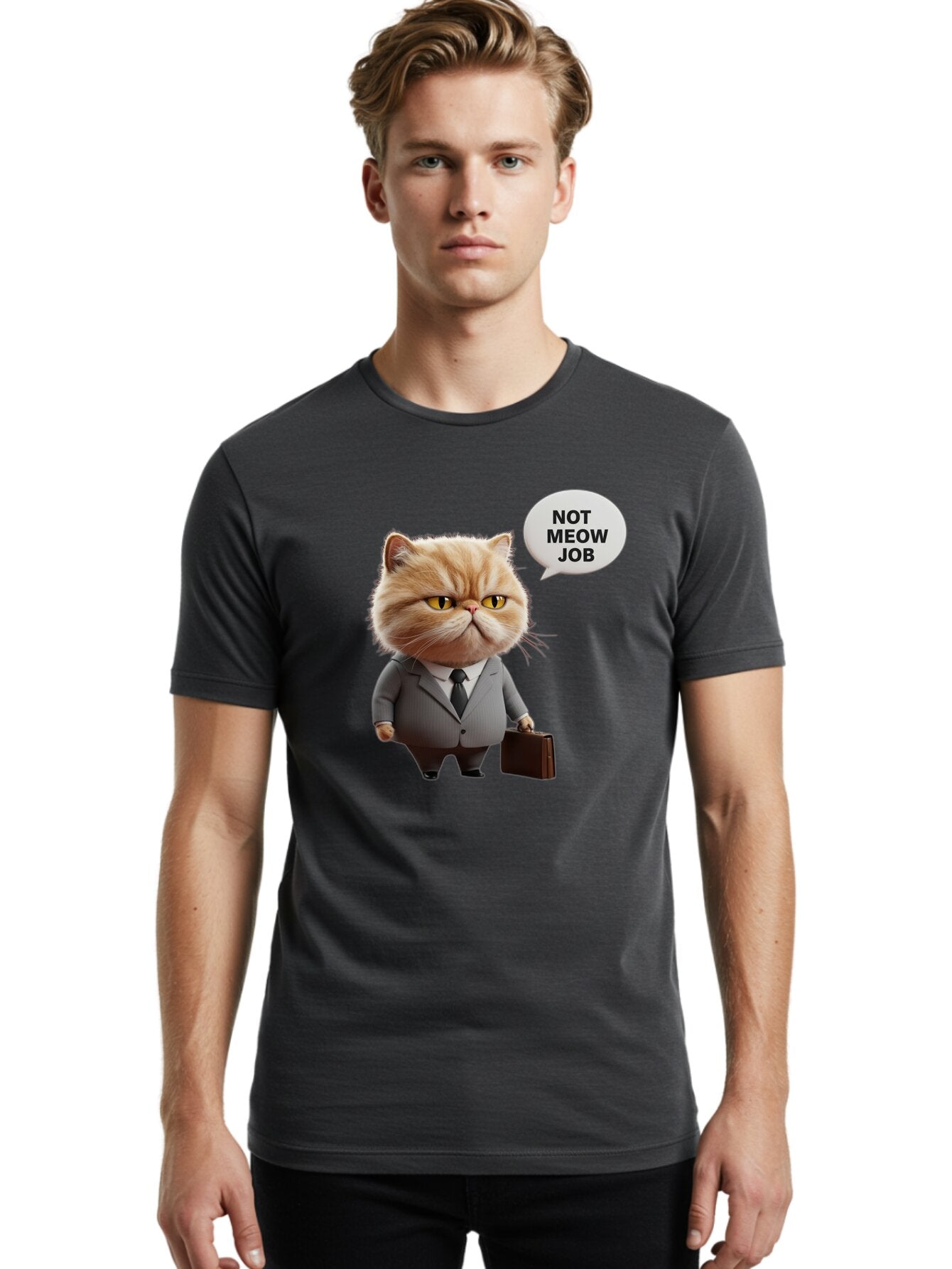 Not-Meow-Job-1 Men'S Graphic Tee, 100% Cotton, Comfortable Casual Summer Wear, Machine Washable, Vintage Camera, Old Camera, Antique Camera, Black Camera, Classic Photography, Photography Equipment, Nostalgic Device, Film Camera, Camera Art Bam986 23