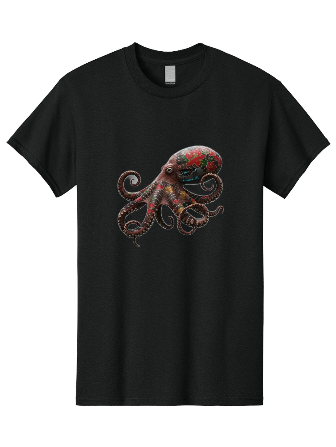Octopus-With-Floral-Pattern Men'S Graphic Tee, 100% Cotton, Comfortable Casual Summer Wear, Machine Washable, Vintage Camera, Old Camera, Antique Camera, Black Camera, Classic Photography, Photography Equipment, Nostalgic Device, Film Camera, Bam996 4
