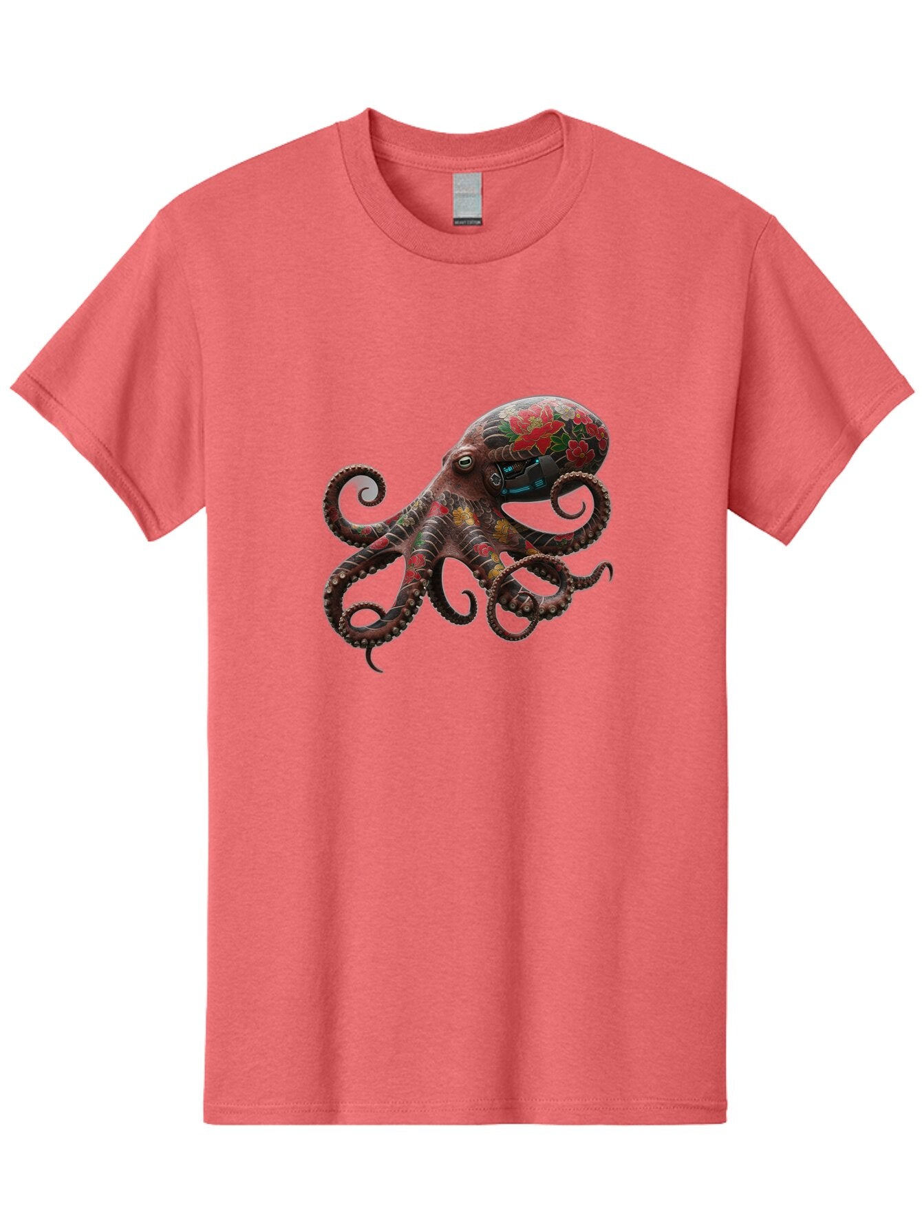 Octopus-With-Floral-Pattern Men'S Graphic Tee, 100% Cotton, Comfortable Casual Summer Wear, Machine Washable, Vintage Camera, Old Camera, Antique Camera, Black Camera, Classic Photography, Photography Equipment, Nostalgic Device, Film Camera, Bam996 15