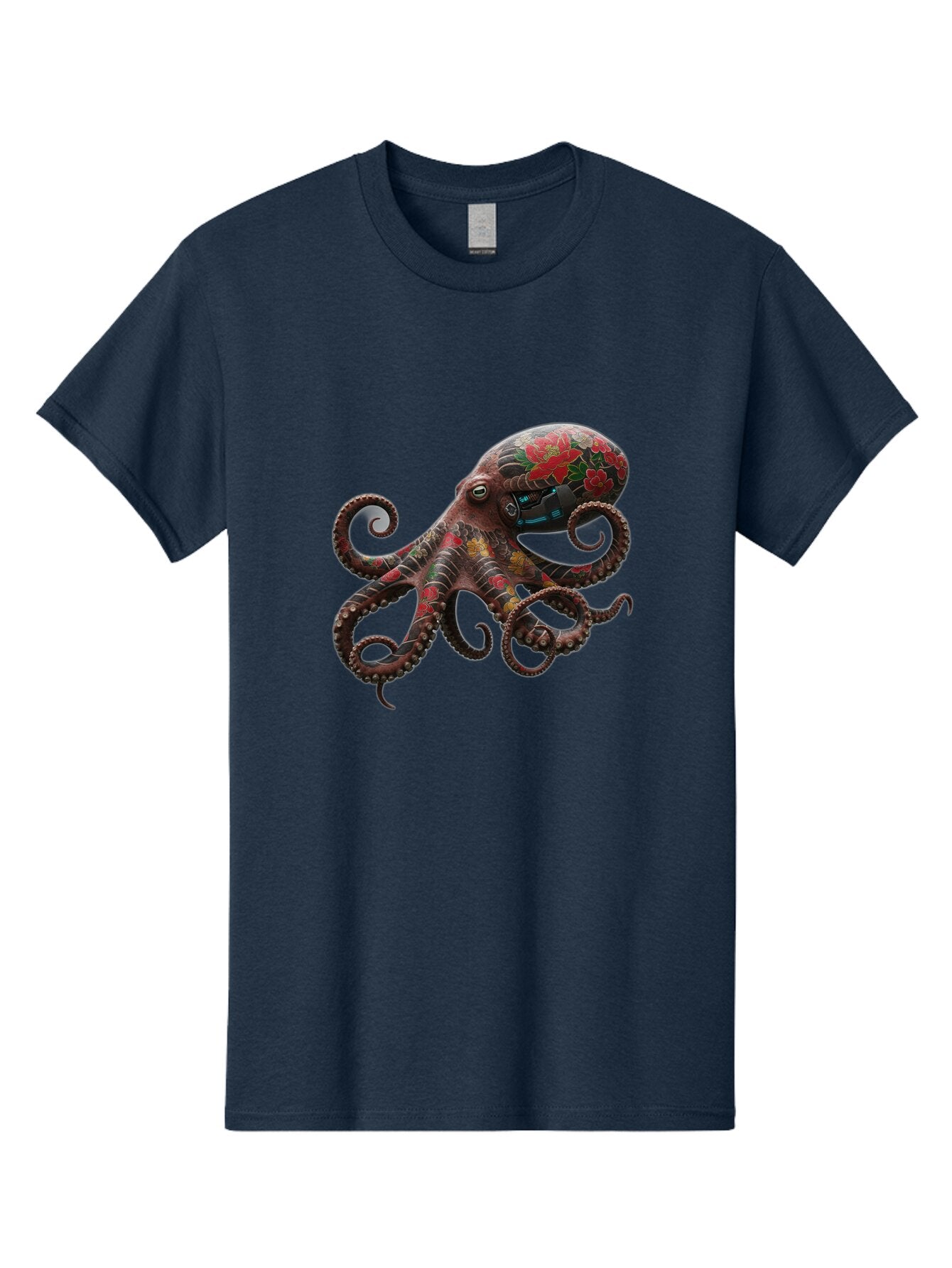 Octopus-With-Floral-Pattern Men'S Graphic Tee, 100% Cotton, Comfortable Casual Summer Wear, Machine Washable, Vintage Camera, Old Camera, Antique Camera, Black Camera, Classic Photography, Photography Equipment, Nostalgic Device, Film Camera, Bam996 12