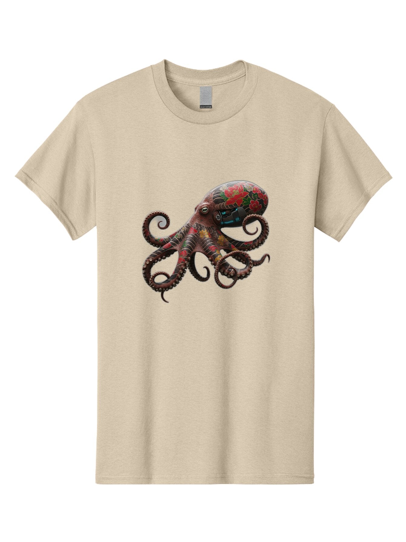 Octopus-With-Floral-Pattern Men'S Graphic Tee, 100% Cotton, Comfortable Casual Summer Wear, Machine Washable, Vintage Camera, Old Camera, Antique Camera, Black Camera, Classic Photography, Photography Equipment, Nostalgic Device, Film Camera, Bam996 6