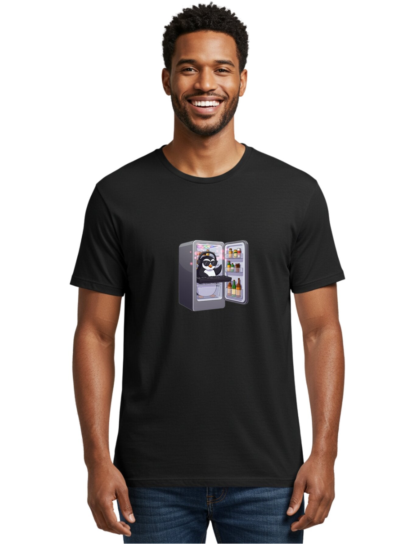 Penguin-Dj-1 Men'S Graphic Tee, 100% Cotton, Comfortable Casual Summer Wear, Machine Washable, Vintage Camera, Old Camera, Antique Camera, Black Camera, Classic Photography, Photography Equipment, Nostalgic Device, Film Camera, Camera Art Ban066 25
