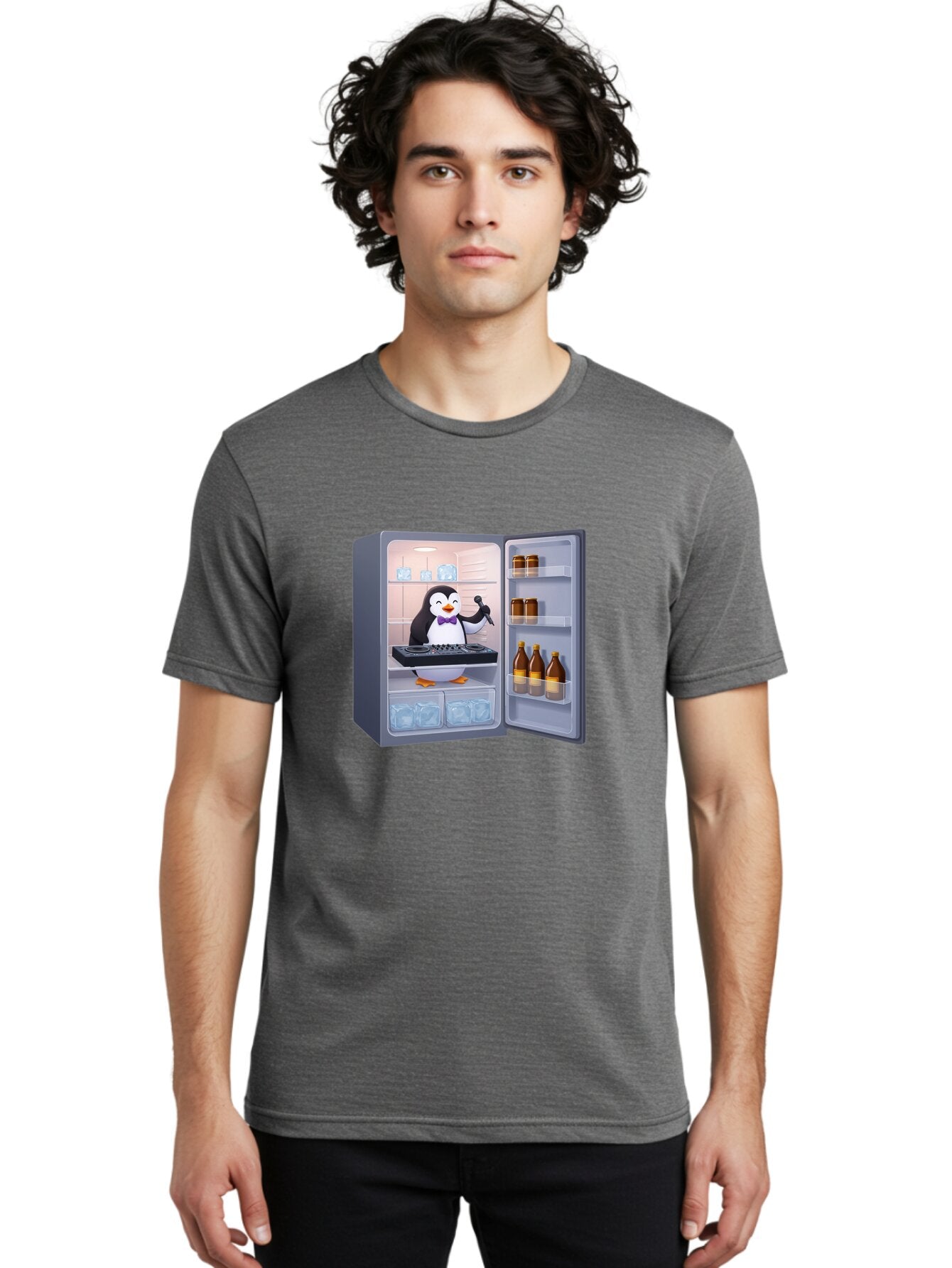 Penguin-Dj-2 Men'S Graphic Tee, 100% Cotton, Comfortable Casual Summer Wear, Machine Washable, Vintage Camera, Old Camera, Antique Camera, Black Camera, Classic Photography, Photography Equipment, Nostalgic Device, Film Camera, Camera Art Ban067 30