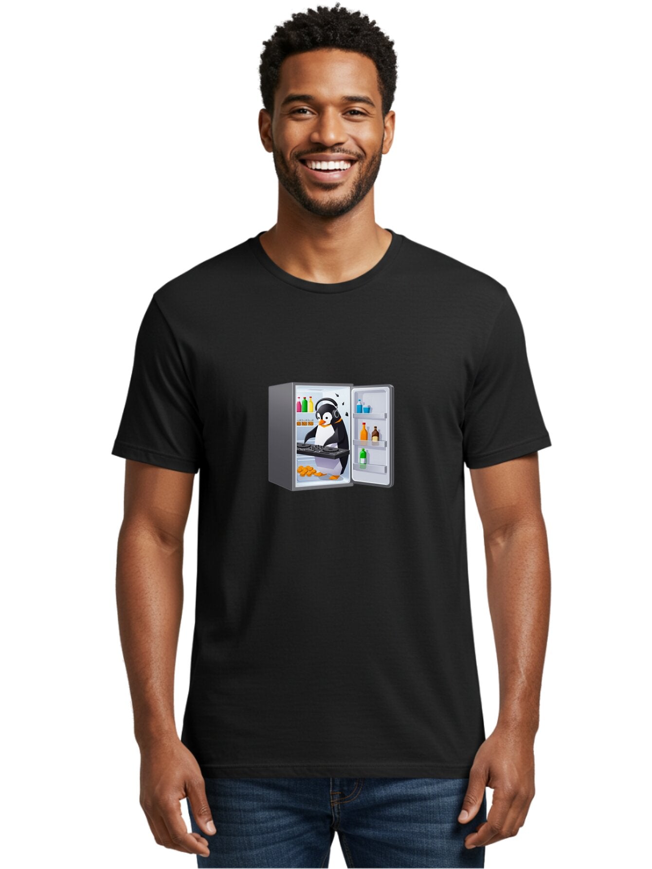 Penguin-Djing-In-Fridge Men'S Graphic Tee, 100% Cotton, Comfortable Casual Summer Wear, Machine Washable, Vintage Camera, Old Camera, Antique Camera, Black Camera, Classic Photography, Photography Equipment, Nostalgic Device, Film Camera, Ban069 30
