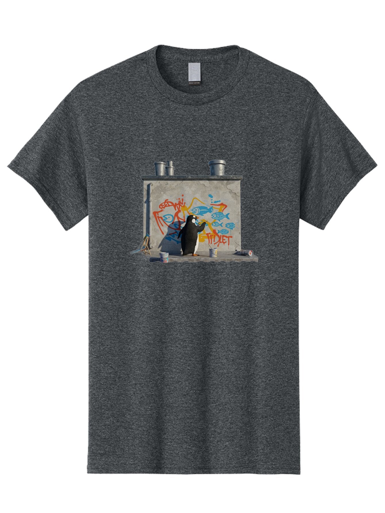 Penguin-Painting-Graffiti Men'S Graphic Tee, 100% Cotton, Comfortable Casual Summer Wear, Machine Washable, Vintage Camera, Old Camera, Antique Camera, Black Camera, Classic Photography, Photography Equipment, Nostalgic Device, Film Camera, Ban078 15