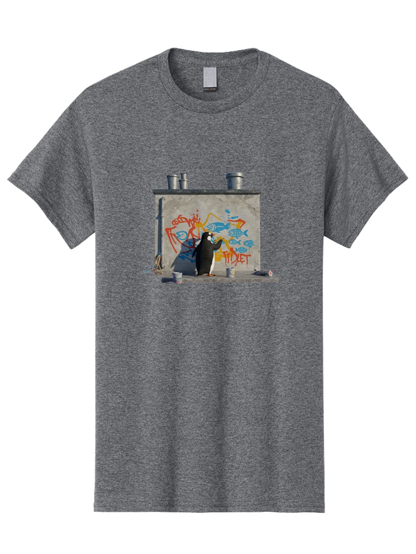 Penguin-Painting-Graffiti Men'S Graphic Tee, 100% Cotton, Comfortable Casual Summer Wear, Machine Washable, Vintage Camera, Old Camera, Antique Camera, Black Camera, Classic Photography, Photography Equipment, Nostalgic Device, Film Camera, Ban078 9