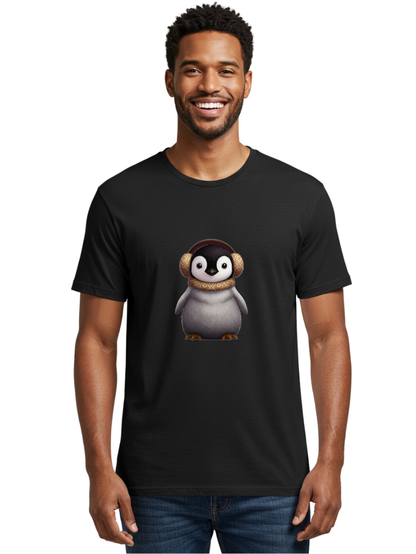 Penguin-With-Earmuffs-1 Men'S Graphic Tee, 100% Cotton, Comfortable Casual Summer Wear, Machine Washable, Vintage Camera, Old Camera, Antique Camera, Black Camera, Classic Photography, Photography Equipment, Nostalgic Device, Film Camera, Ban081 21