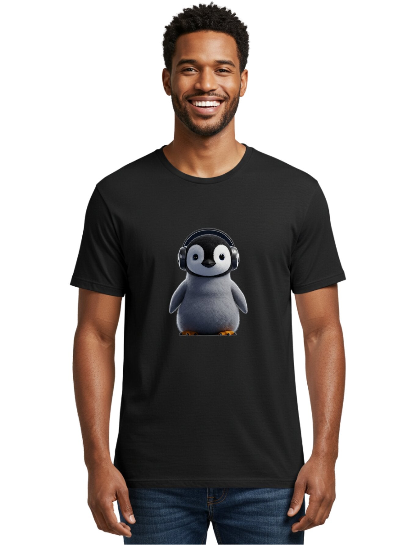 Penguin-With-Headphones-2 Men'S Graphic Tee, 100% Cotton, Comfortable Casual Summer Wear, Machine Washable, Vintage Camera, Old Camera, Antique Camera, Black Camera, Classic Photography, Photography Equipment, Nostalgic Device, Film Camera, Ban085 18