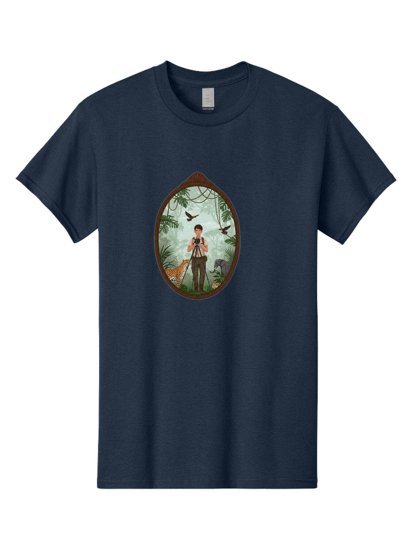 Photographer-In-Jungle Men'S Graphic Tee, 100% Cotton, Comfortable Casual Summer Wear, Machine Washable, Vintage Camera, Old Camera, Antique Camera, Black Camera, Classic Photography, Photography Equipment, Nostalgic Device, Film Camera, Ban100 13
