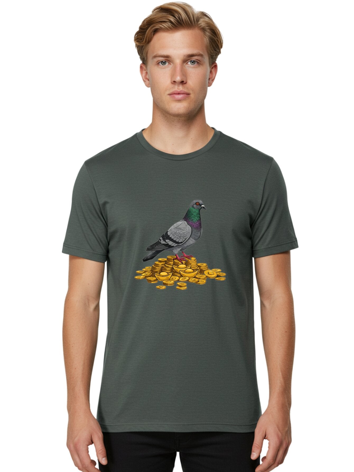 Pigeon-On-Gold-Coins Men'S Graphic Tee, 100% Cotton, Comfortable Casual Summer Wear, Machine Washable, Vintage Camera, Old Camera, Antique Camera, Black Camera, Classic Photography, Photography Equipment, Nostalgic Device, Film Camera, Ban105 24