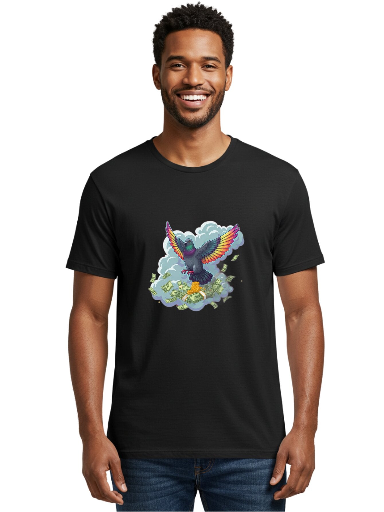 Pigeon-With-Rainbow-Wings Men'S Graphic Tee, 100% Cotton, Comfortable Casual Summer Wear, Machine Washable, Vintage Camera, Old Camera, Antique Camera, Black Camera, Classic Photography, Photography Equipment, Nostalgic Device, Film Camera, Ban108 24