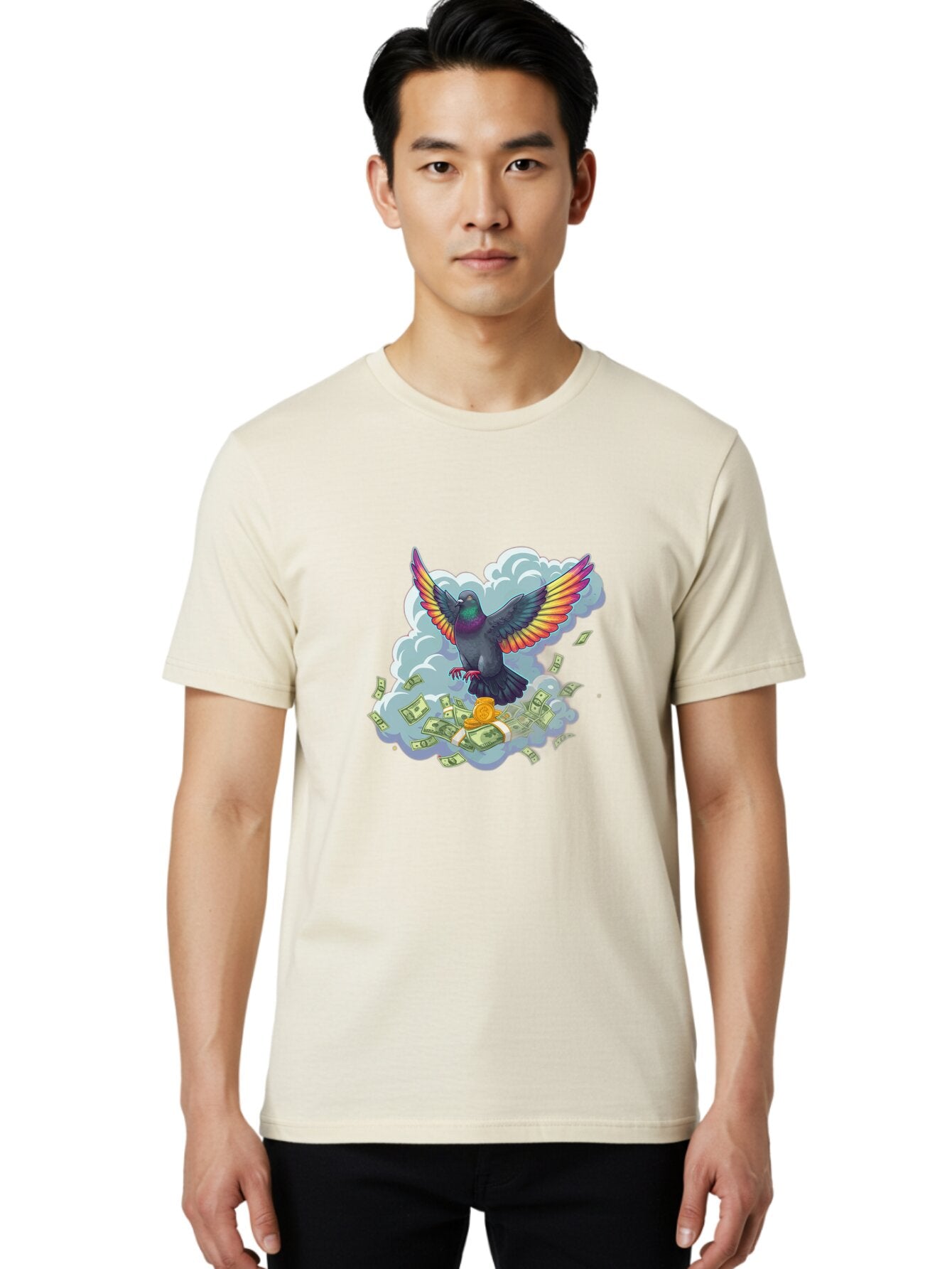 Pigeon-With-Rainbow-Wings Men'S Graphic Tee, 100% Cotton, Comfortable Casual Summer Wear, Machine Washable, Vintage Camera, Old Camera, Antique Camera, Black Camera, Classic Photography, Photography Equipment, Nostalgic Device, Film Camera, Ban108 16