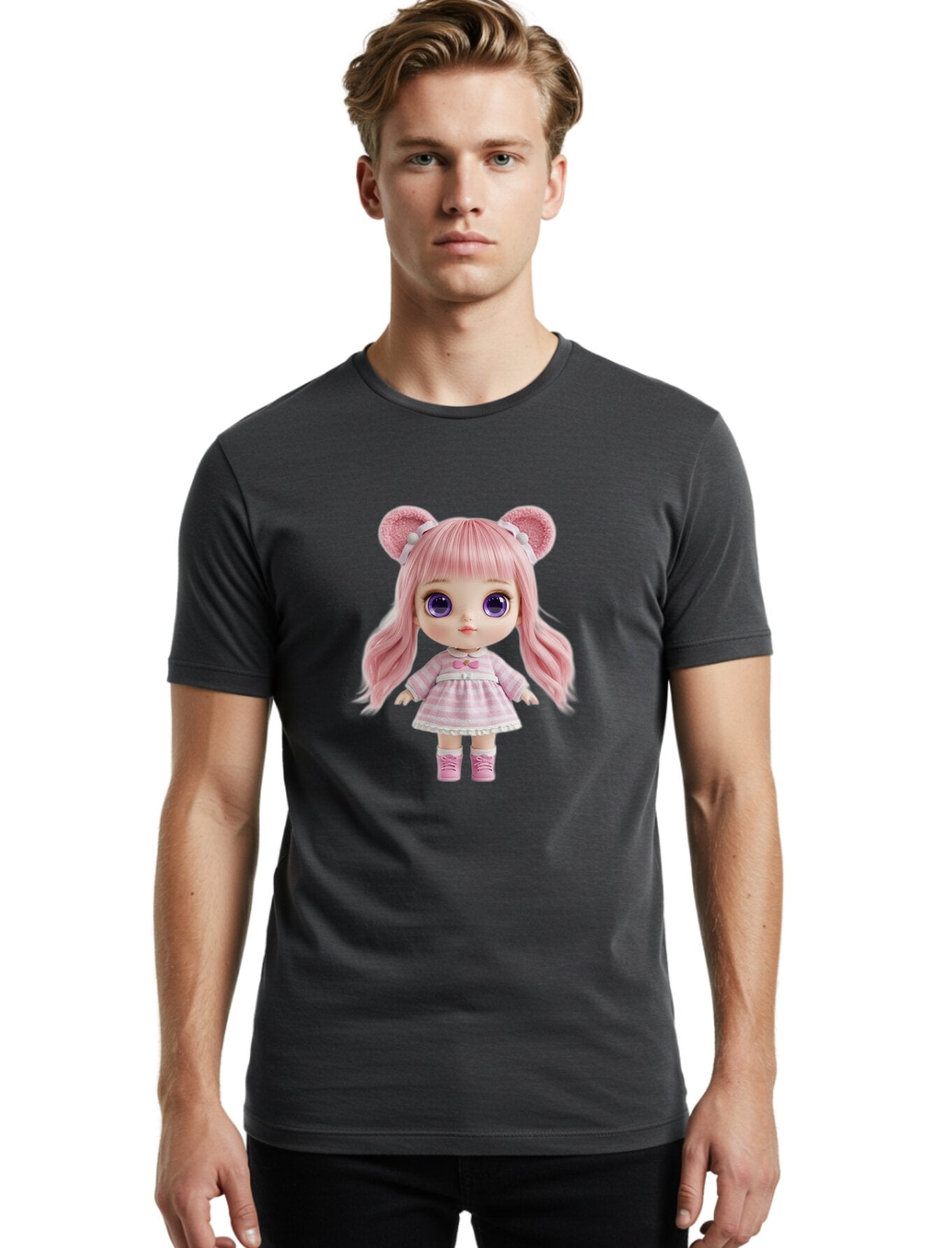 Pink-Blythe-Doll Men'S Graphic Tee, 100% Cotton, Comfortable Casual Summer Wear, Machine Washable, Vintage Camera, Old Camera, Antique Camera, Black Camera, Classic Photography, Photography Equipment, Nostalgic Device, Film Camera, Camera Art Ban125 23