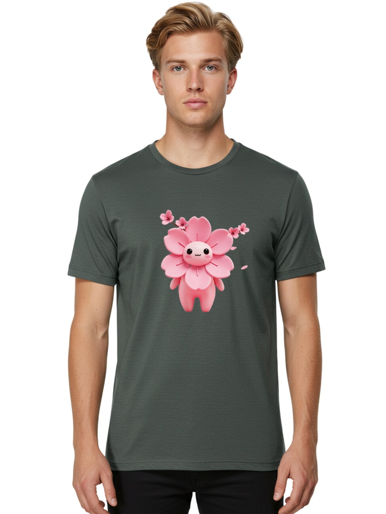 Pink-Flower-Character Men'S Graphic Tee, 100% Cotton, Comfortable Casual Summer Wear, Machine Washable, Vintage Camera, Old Camera, Antique Camera, Black Camera, Classic Photography, Photography Equipment, Nostalgic Device, Film Camera, Ban130 20