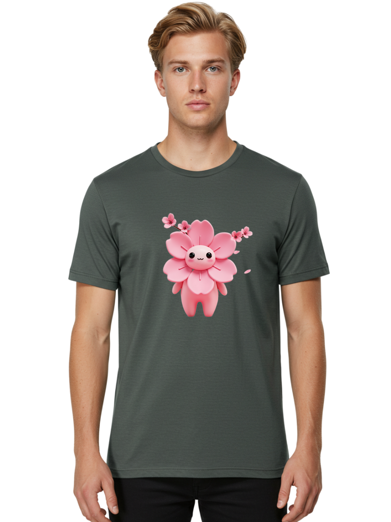 Pink-Flower-Character Men'S Graphic Tee, 100% Cotton, Comfortable Casual Summer Wear, Machine Washable, Vintage Camera, Old Camera, Antique Camera, Black Camera, Classic Photography, Photography Equipment, Nostalgic Device, Film Camera, Ban130 30
