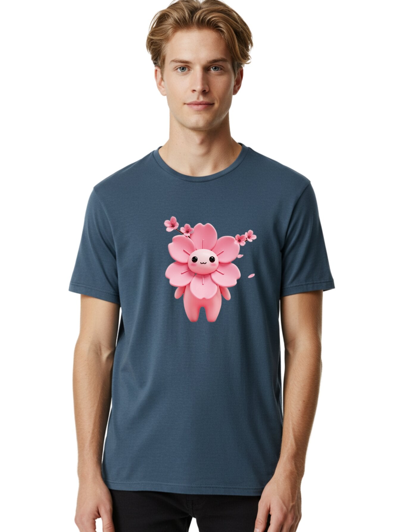 Pink-Flower-Character Men'S Graphic Tee, 100% Cotton, Comfortable Casual Summer Wear, Machine Washable, Vintage Camera, Old Camera, Antique Camera, Black Camera, Classic Photography, Photography Equipment, Nostalgic Device, Film Camera, Ban130 18