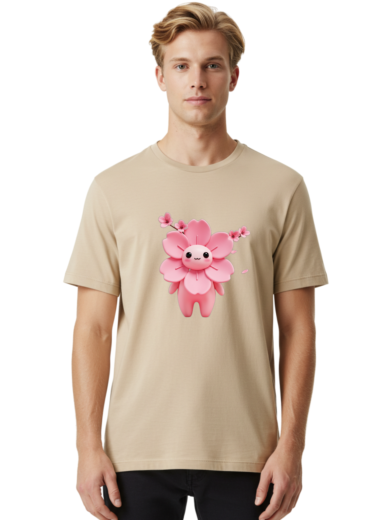 Pink-Flower-Character Men'S Graphic Tee, 100% Cotton, Comfortable Casual Summer Wear, Machine Washable, Vintage Camera, Old Camera, Antique Camera, Black Camera, Classic Photography, Photography Equipment, Nostalgic Device, Film Camera, Ban130 18