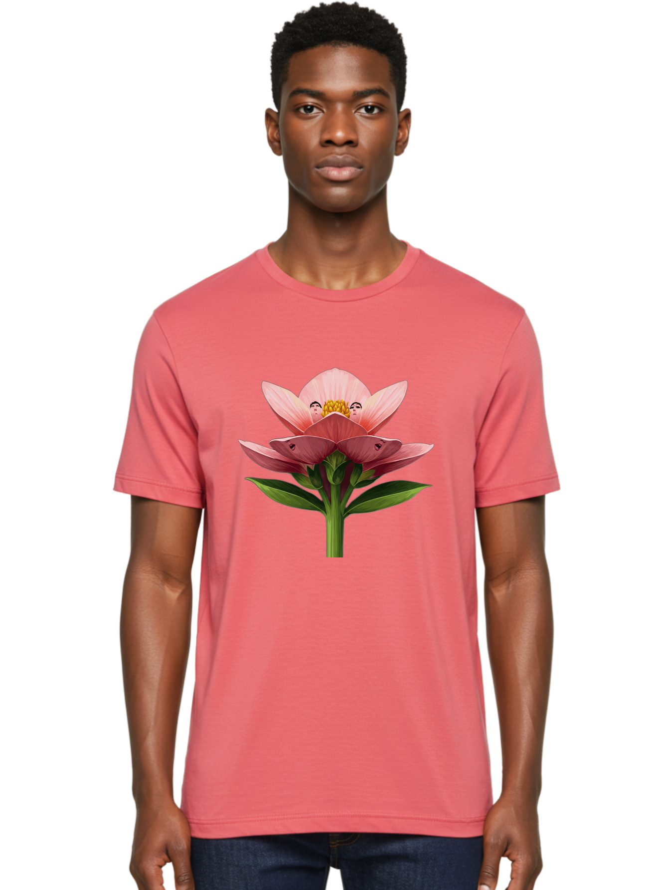 Pink-Flower-With-Faces Men'S Graphic Tee, 100% Cotton, Comfortable Casual Summer Wear, Machine Washable, Vintage Camera, Old Camera, Antique Camera, Black Camera, Classic Photography, Photography Equipment, Nostalgic Device, Film Camera, Ban131 19