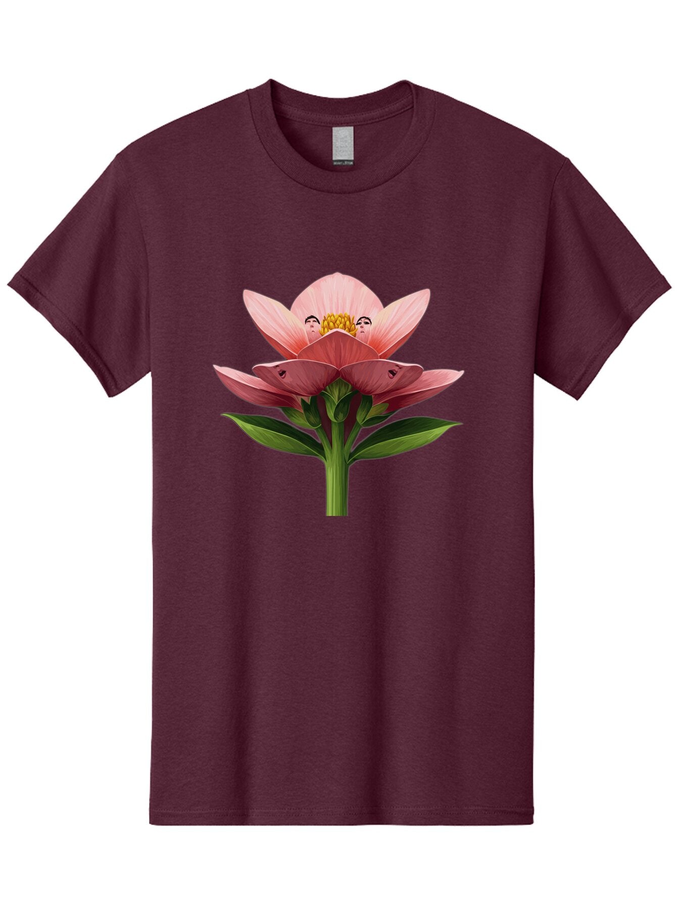 Pink-Flower-With-Faces Men'S Graphic Tee, 100% Cotton, Comfortable Casual Summer Wear, Machine Washable, Vintage Camera, Old Camera, Antique Camera, Black Camera, Classic Photography, Photography Equipment, Nostalgic Device, Film Camera, Ban131 4