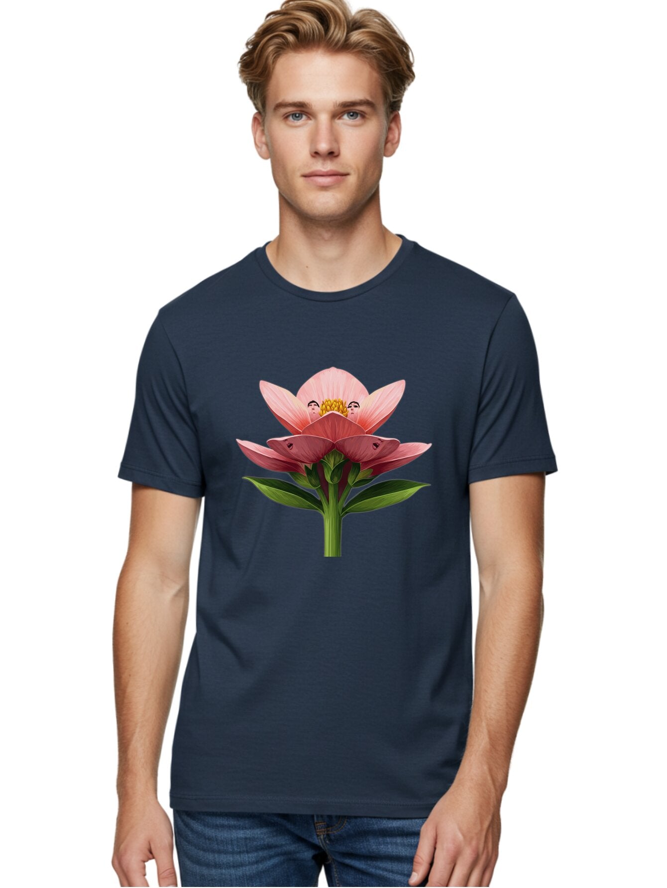 Pink-Flower-With-Faces Men'S Graphic Tee, 100% Cotton, Comfortable Casual Summer Wear, Machine Washable, Vintage Camera, Old Camera, Antique Camera, Black Camera, Classic Photography, Photography Equipment, Nostalgic Device, Film Camera, Ban131 25