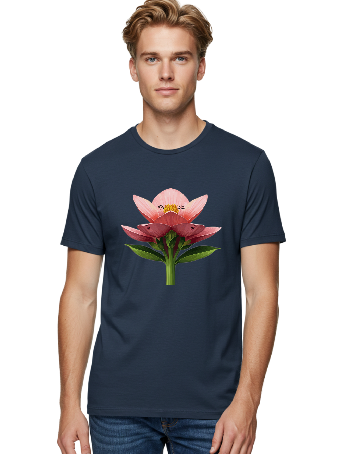 Pink-Flower-With-Faces Men'S Graphic Tee, 100% Cotton, Comfortable Casual Summer Wear, Machine Washable, Vintage Camera, Old Camera, Antique Camera, Black Camera, Classic Photography, Photography Equipment, Nostalgic Device, Film Camera, Ban131 21
