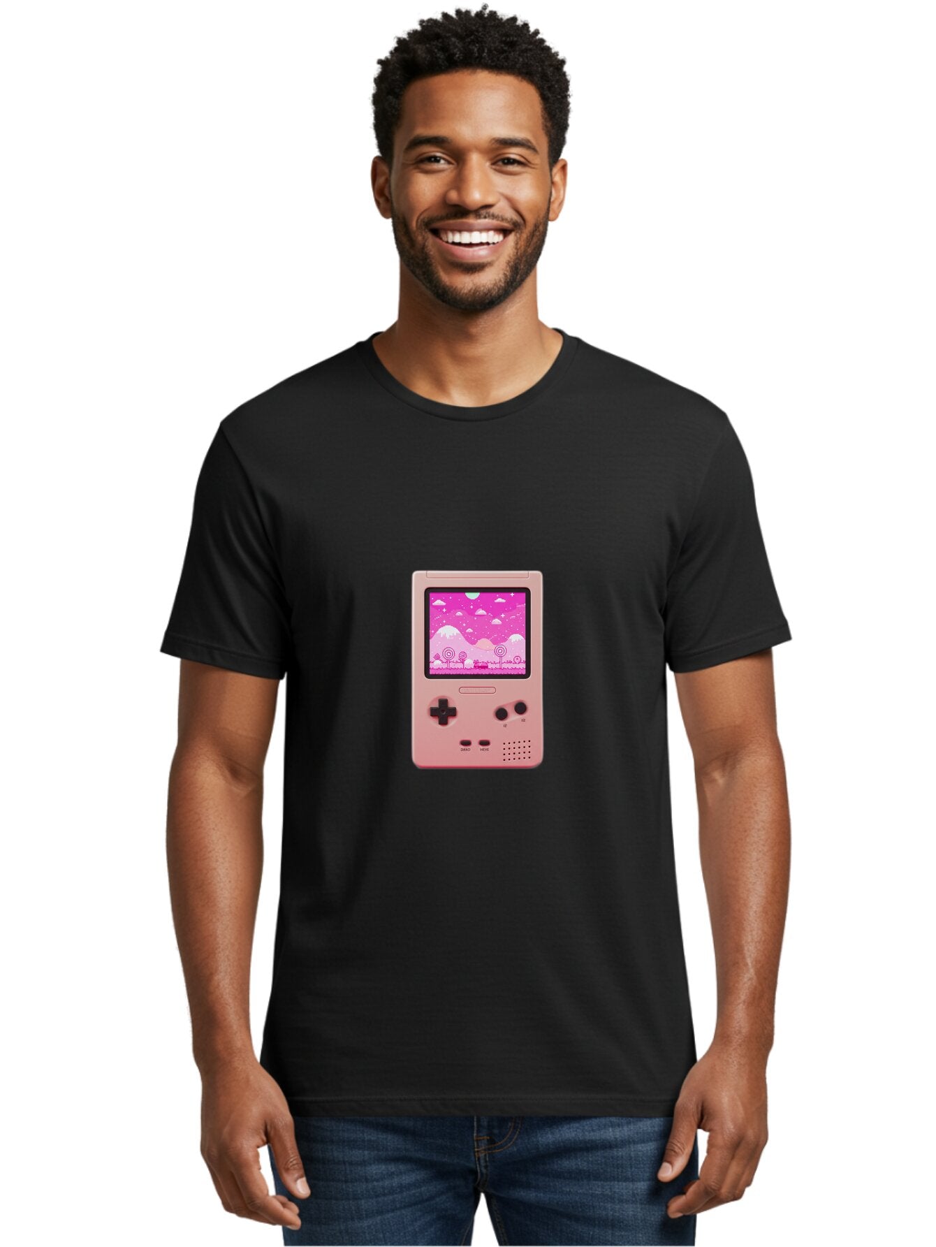 Pink-Game-Console Men'S Graphic Tee, 100% Cotton, Comfortable Casual Summer Wear, Machine Washable, Vintage Camera, Old Camera, Antique Camera, Black Camera, Classic Photography, Photography Equipment, Nostalgic Device, Film Camera, Camera Art Ban132 27