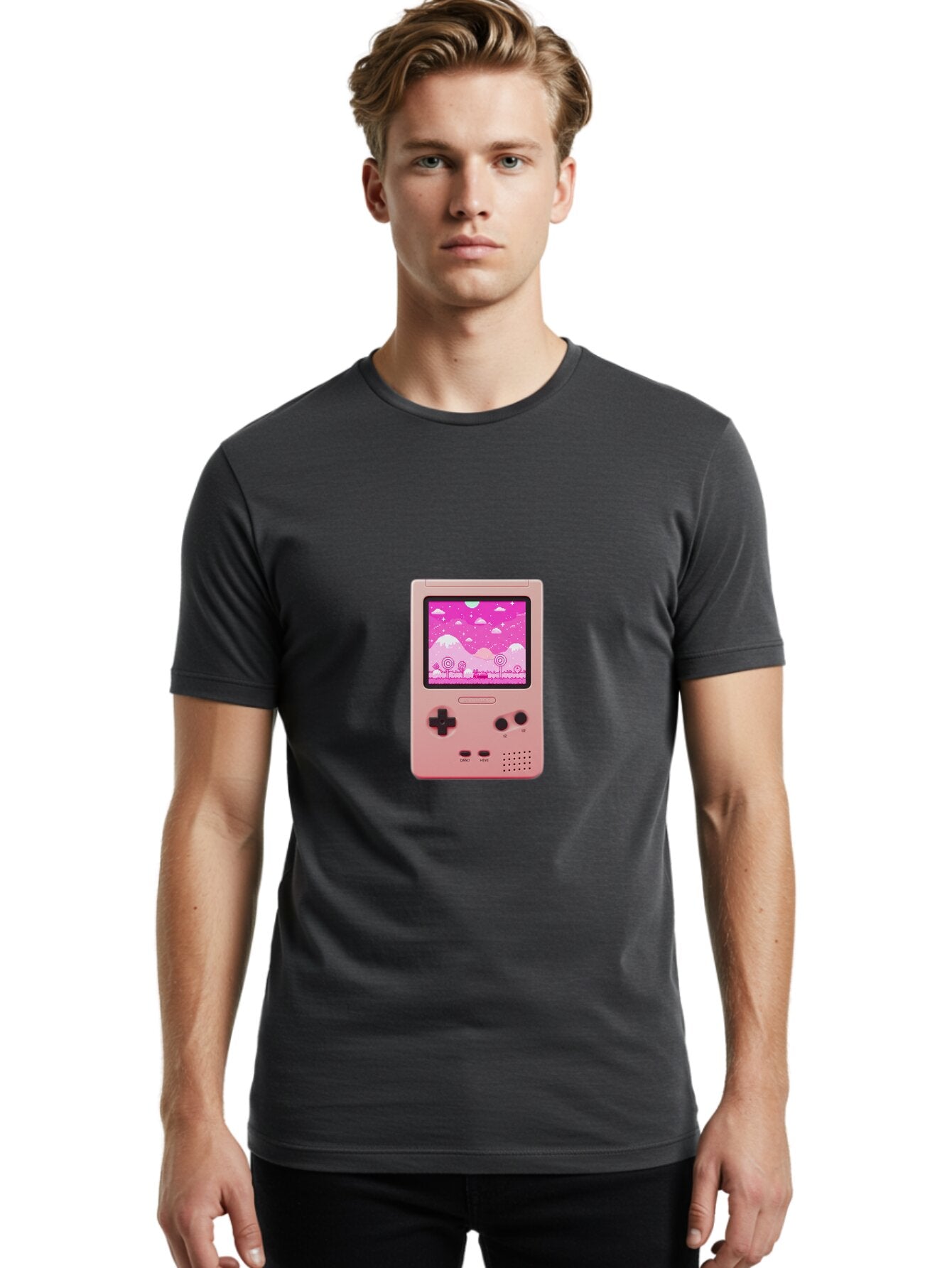 Pink-Game-Console Men'S Graphic Tee, 100% Cotton, Comfortable Casual Summer Wear, Machine Washable, Vintage Camera, Old Camera, Antique Camera, Black Camera, Classic Photography, Photography Equipment, Nostalgic Device, Film Camera, Camera Art Ban132 16