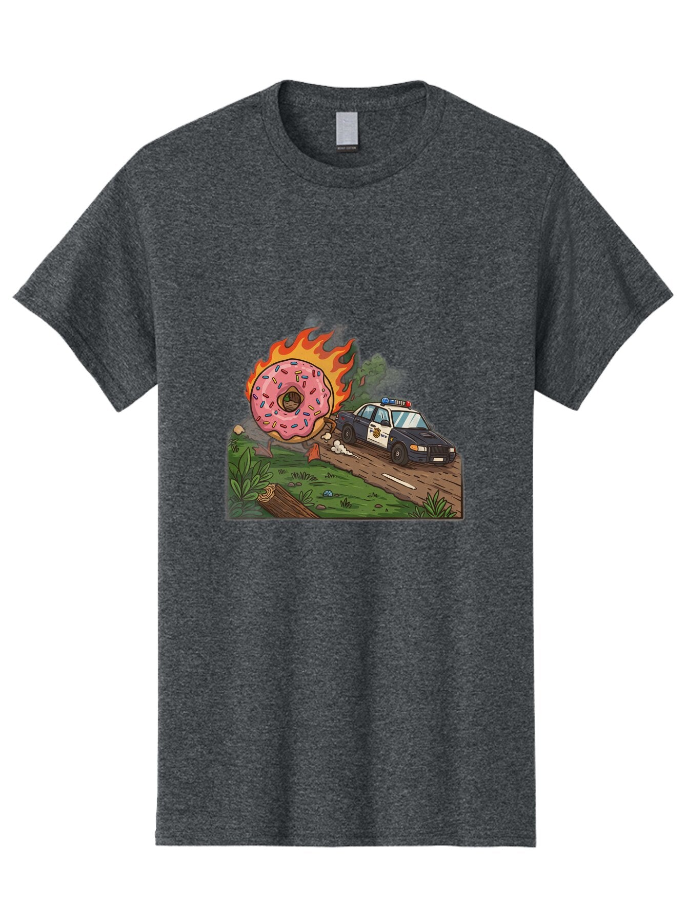 Police-Car-Donut-1 Men'S Graphic Tee, 100% Cotton, Comfortable Casual Summer Wear, Machine Washable, Vintage Camera, Old Camera, Antique Camera, Black Camera, Classic Photography, Photography Equipment, Nostalgic Device, Film Camera, Ban176 3
