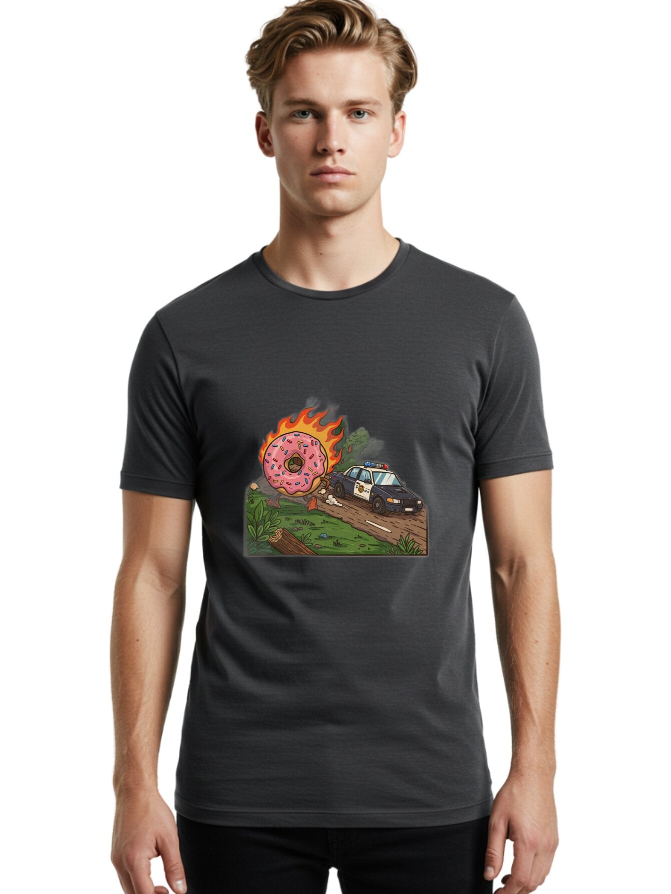 Police-Car-Donut-1 Men'S Graphic Tee, 100% Cotton, Comfortable Casual Summer Wear, Machine Washable, Vintage Camera, Old Camera, Antique Camera, Black Camera, Classic Photography, Photography Equipment, Nostalgic Device, Film Camera, Ban176 22