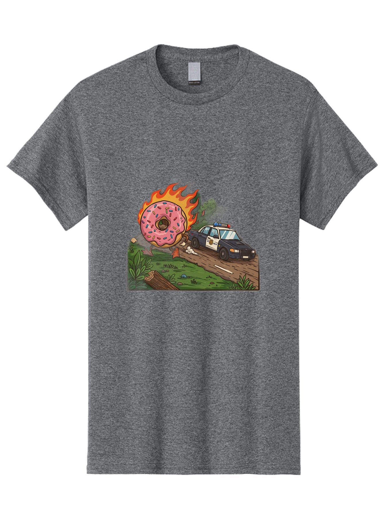 Police-Car-Donut-1 Men'S Graphic Tee, 100% Cotton, Comfortable Casual Summer Wear, Machine Washable, Vintage Camera, Old Camera, Antique Camera, Black Camera, Classic Photography, Photography Equipment, Nostalgic Device, Film Camera, Ban176 10