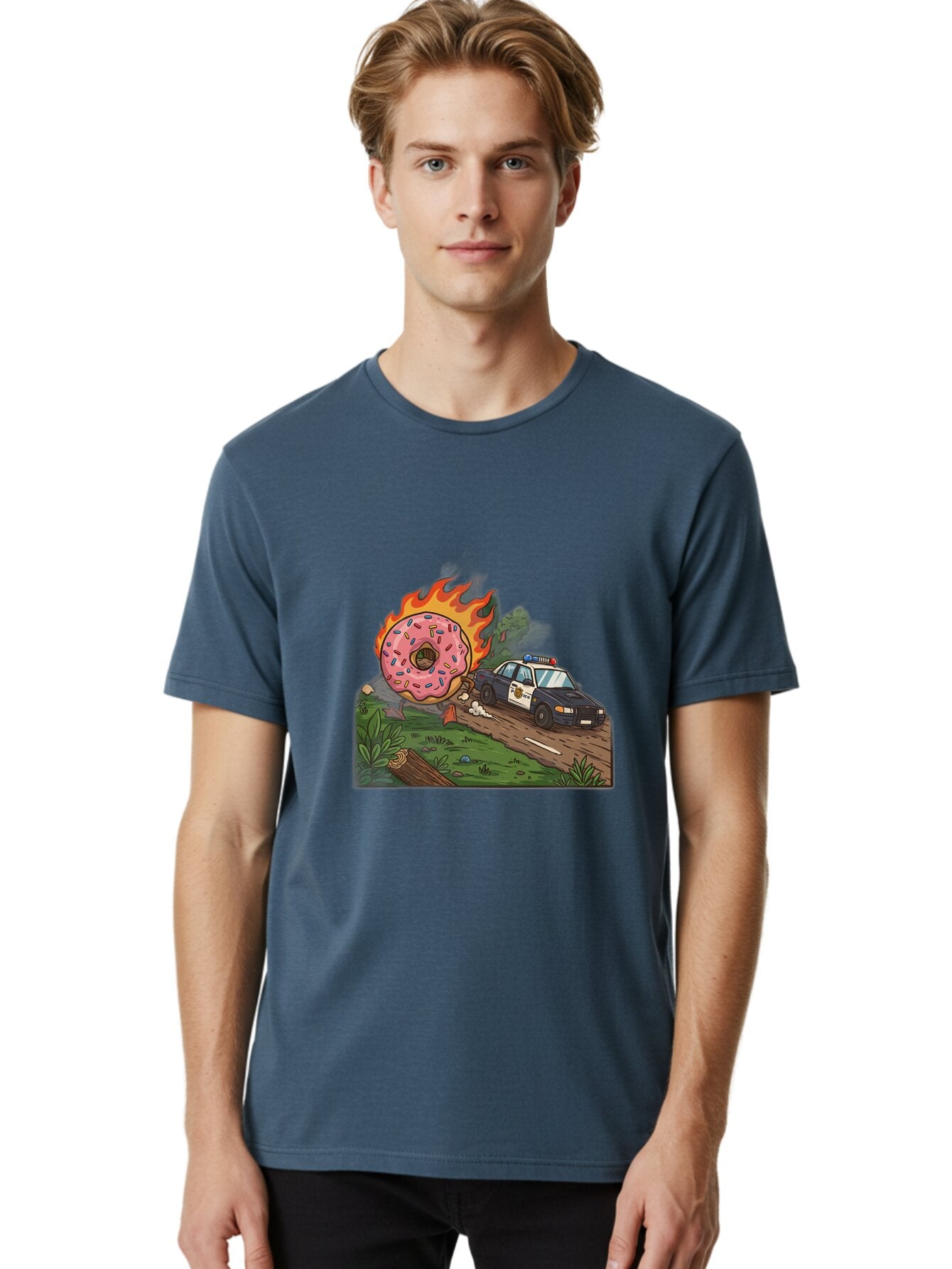 Police-Car-Donut-1 Men'S Graphic Tee, 100% Cotton, Comfortable Casual Summer Wear, Machine Washable, Vintage Camera, Old Camera, Antique Camera, Black Camera, Classic Photography, Photography Equipment, Nostalgic Device, Film Camera, Ban176 23