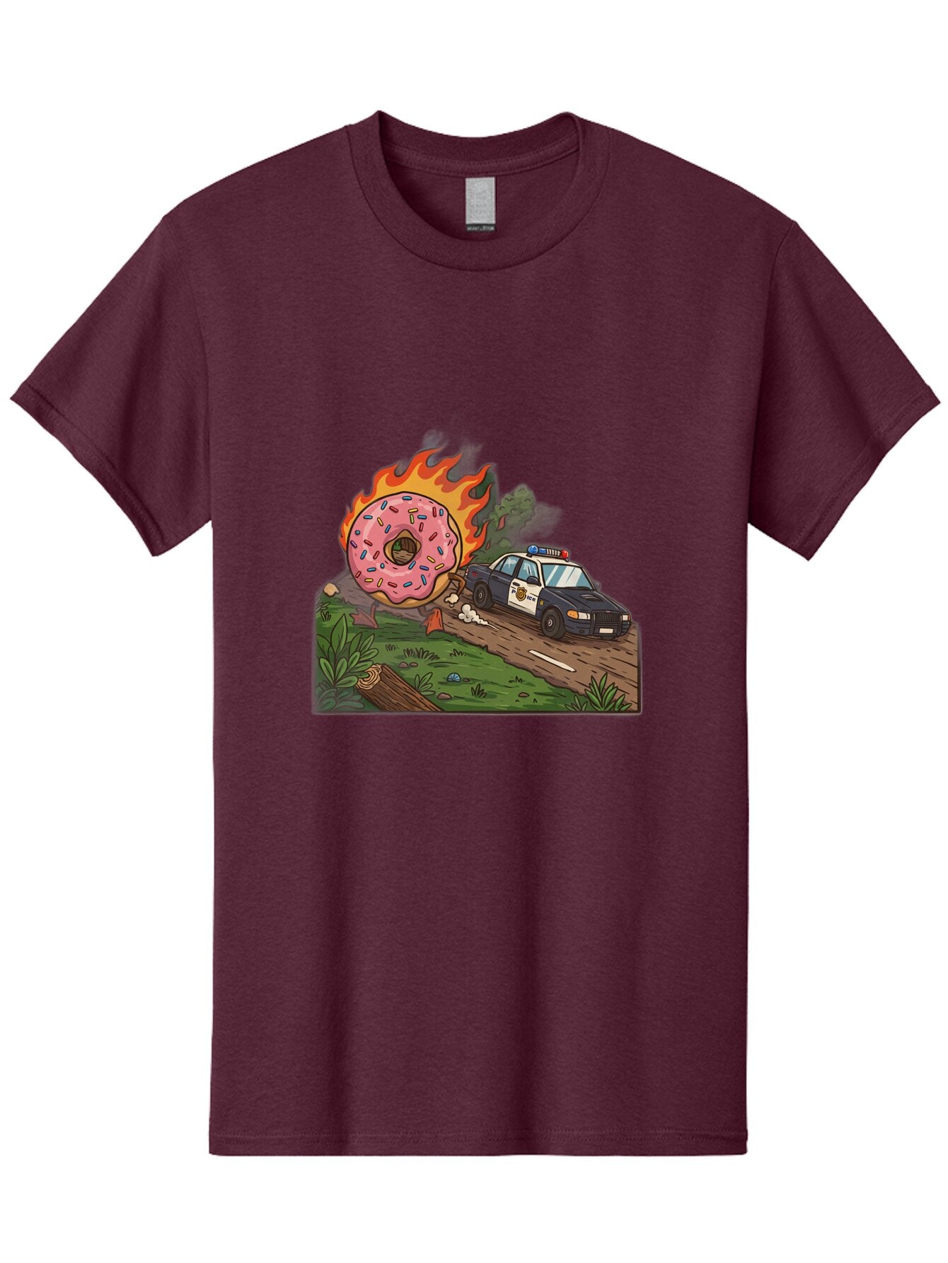 Police-Car-Donut-1 Men'S Graphic Tee, 100% Cotton, Comfortable Casual Summer Wear, Machine Washable, Vintage Camera, Old Camera, Antique Camera, Black Camera, Classic Photography, Photography Equipment, Nostalgic Device, Film Camera, Ban176 13