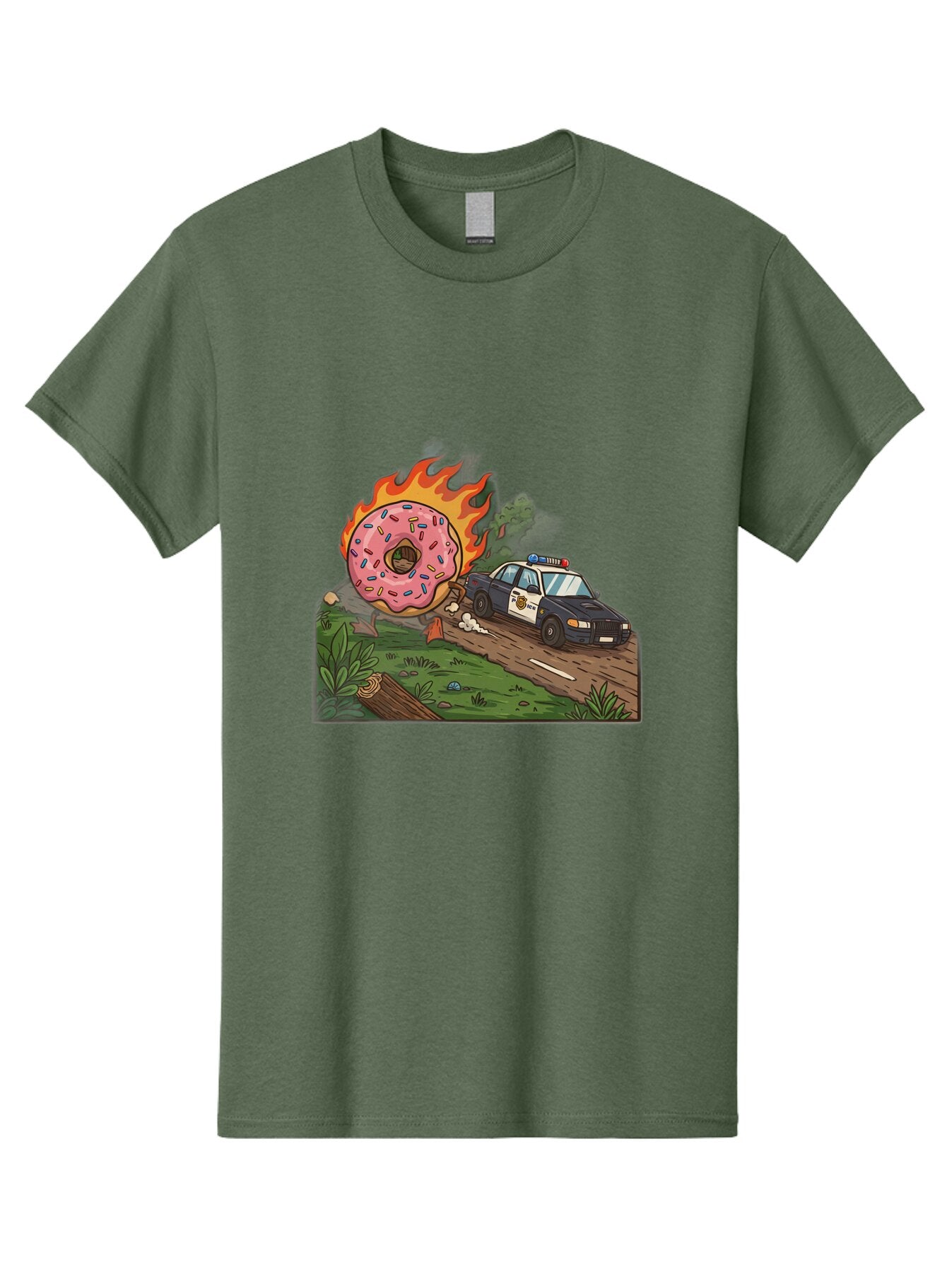 Police-Car-Donut-1 Men'S Graphic Tee, 100% Cotton, Comfortable Casual Summer Wear, Machine Washable, Vintage Camera, Old Camera, Antique Camera, Black Camera, Classic Photography, Photography Equipment, Nostalgic Device, Film Camera, Ban176 9
