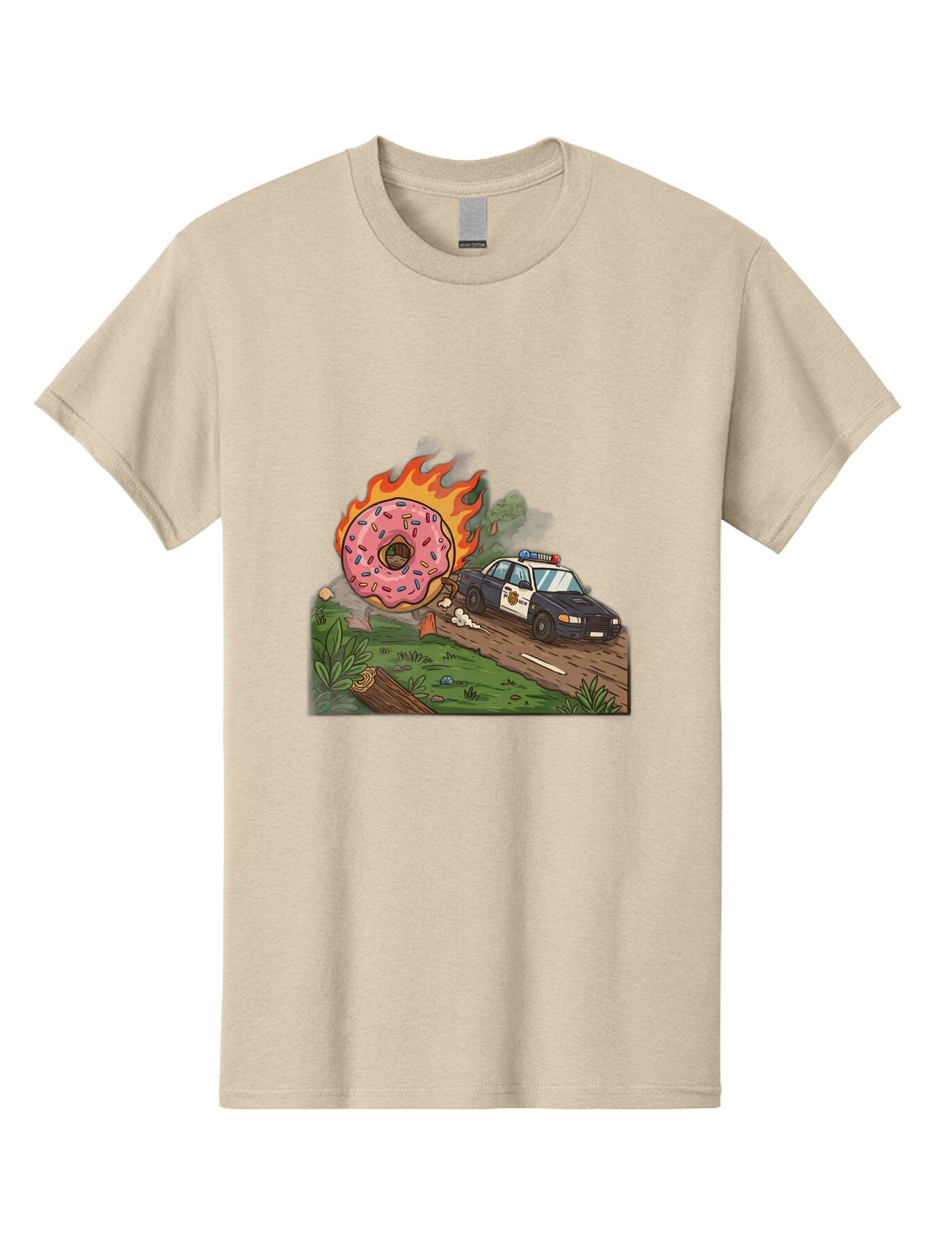 Police-Car-Donut-1 Men'S Graphic Tee, 100% Cotton, Comfortable Casual Summer Wear, Machine Washable, Vintage Camera, Old Camera, Antique Camera, Black Camera, Classic Photography, Photography Equipment, Nostalgic Device, Film Camera, Ban176 4