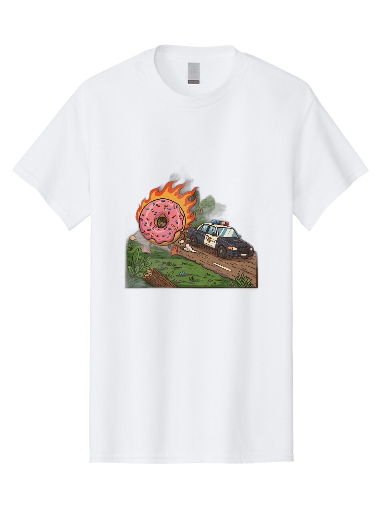 Police-Car-Donut-1 Men'S Graphic Tee, 100% Cotton, Comfortable Casual Summer Wear, Machine Washable, Vintage Camera, Old Camera, Antique Camera, Black Camera, Classic Photography, Photography Equipment, Nostalgic Device, Film Camera, Ban176 11