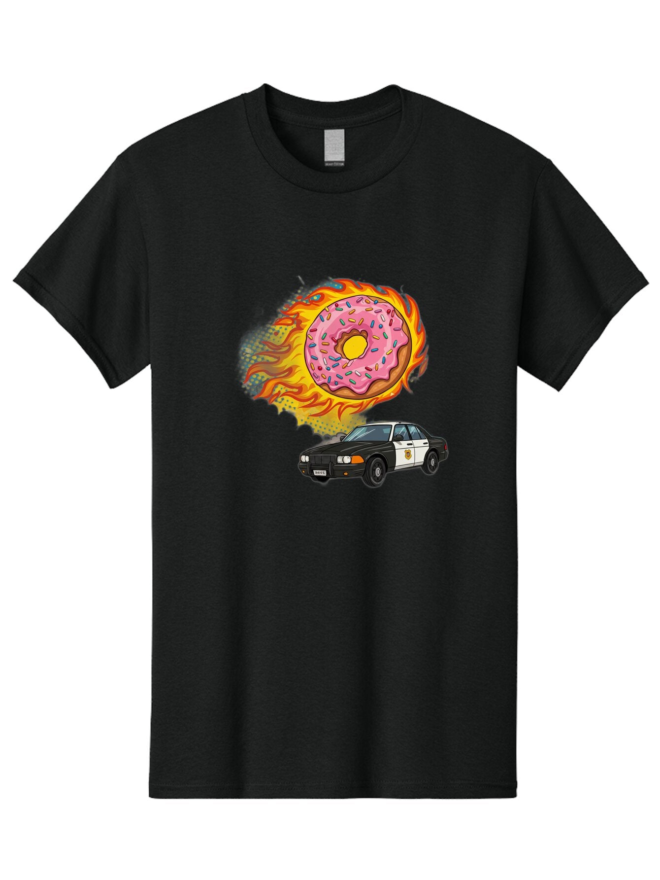 Police-Car-Donut Men'S Graphic Tee, 100% Cotton, Comfortable Casual Summer Wear, Machine Washable, Vintage Camera, Old Camera, Antique Camera, Black Camera, Classic Photography, Photography Equipment, Nostalgic Device, Film Camera, Camera Art Ban177 8