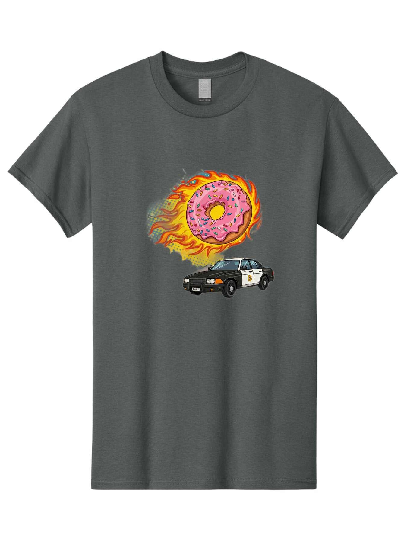 Police-Car-Donut Men'S Graphic Tee, 100% Cotton, Comfortable Casual Summer Wear, Machine Washable, Vintage Camera, Old Camera, Antique Camera, Black Camera, Classic Photography, Photography Equipment, Nostalgic Device, Film Camera, Camera Art Ban177 6