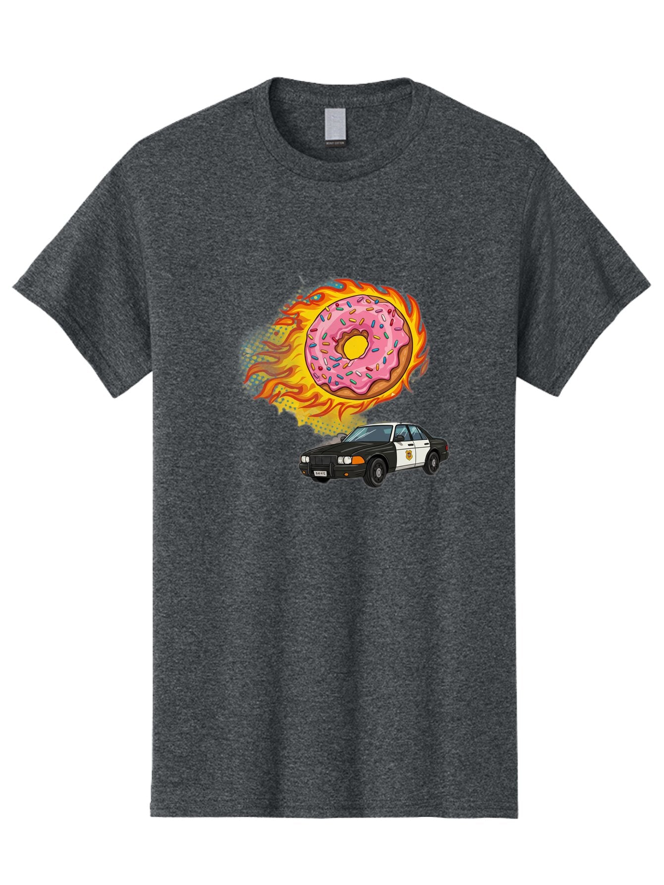 Police-Car-Donut Men'S Graphic Tee, 100% Cotton, Comfortable Casual Summer Wear, Machine Washable, Vintage Camera, Old Camera, Antique Camera, Black Camera, Classic Photography, Photography Equipment, Nostalgic Device, Film Camera, Camera Art Ban177 3