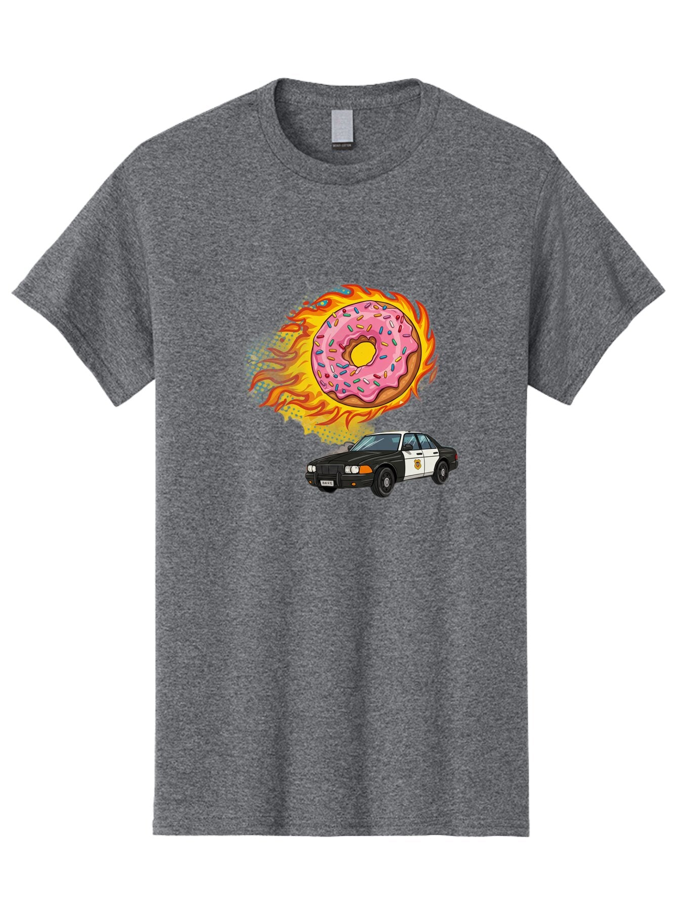 Police-Car-Donut Men'S Graphic Tee, 100% Cotton, Comfortable Casual Summer Wear, Machine Washable, Vintage Camera, Old Camera, Antique Camera, Black Camera, Classic Photography, Photography Equipment, Nostalgic Device, Film Camera, Camera Art Ban177 4