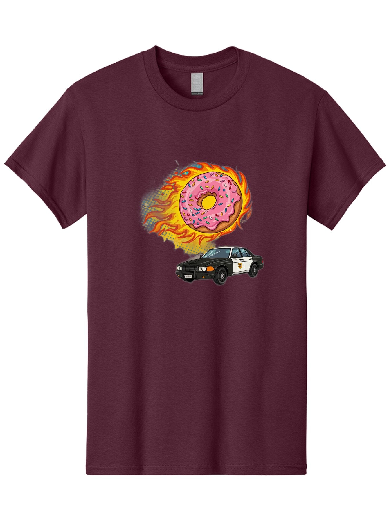 Police-Car-Donut Men'S Graphic Tee, 100% Cotton, Comfortable Casual Summer Wear, Machine Washable, Vintage Camera, Old Camera, Antique Camera, Black Camera, Classic Photography, Photography Equipment, Nostalgic Device, Film Camera, Camera Art Ban177 12