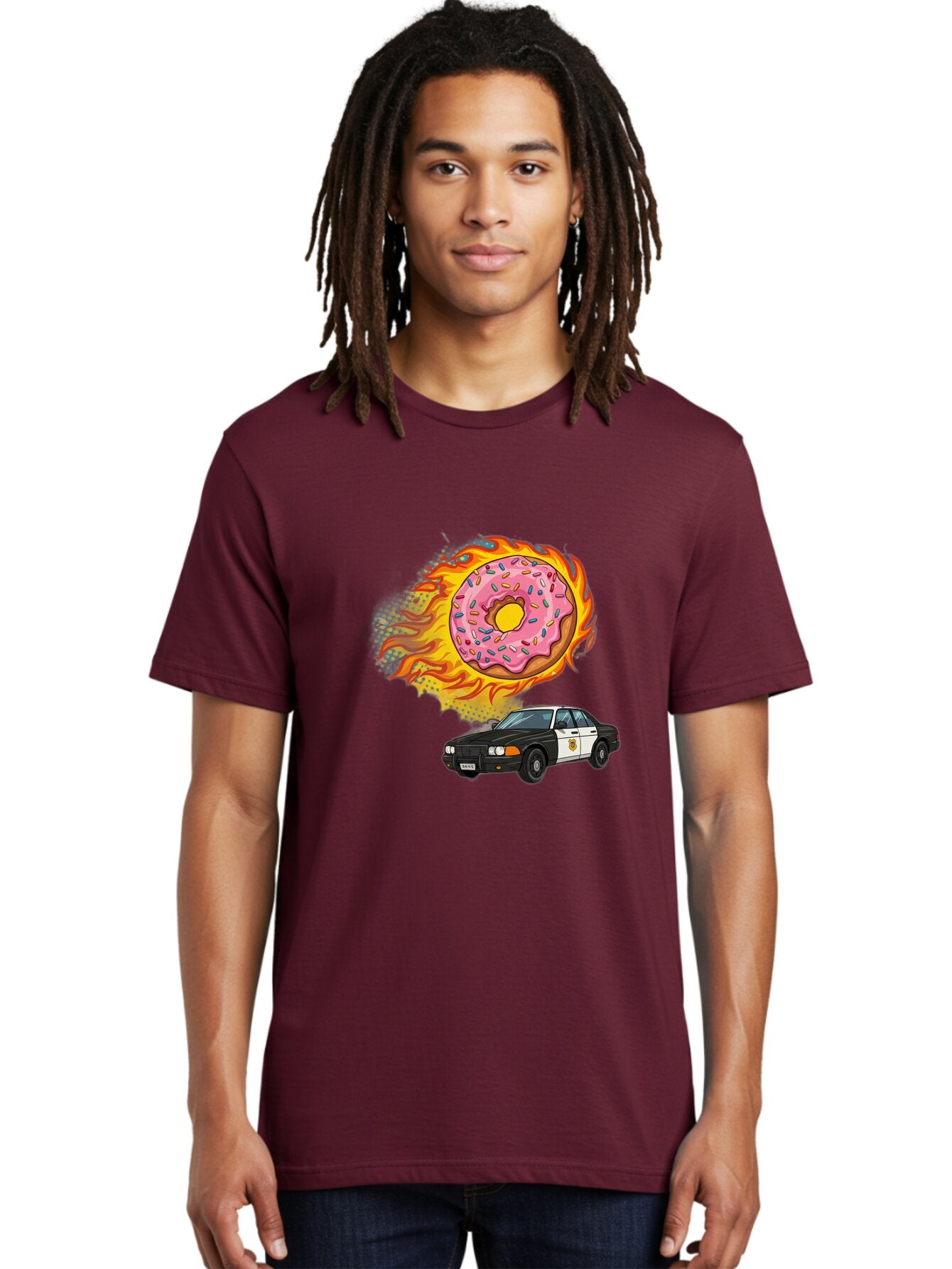 Police-Car-Donut Men'S Graphic Tee, 100% Cotton, Comfortable Casual Summer Wear, Machine Washable, Vintage Camera, Old Camera, Antique Camera, Black Camera, Classic Photography, Photography Equipment, Nostalgic Device, Film Camera, Camera Art Ban177 28