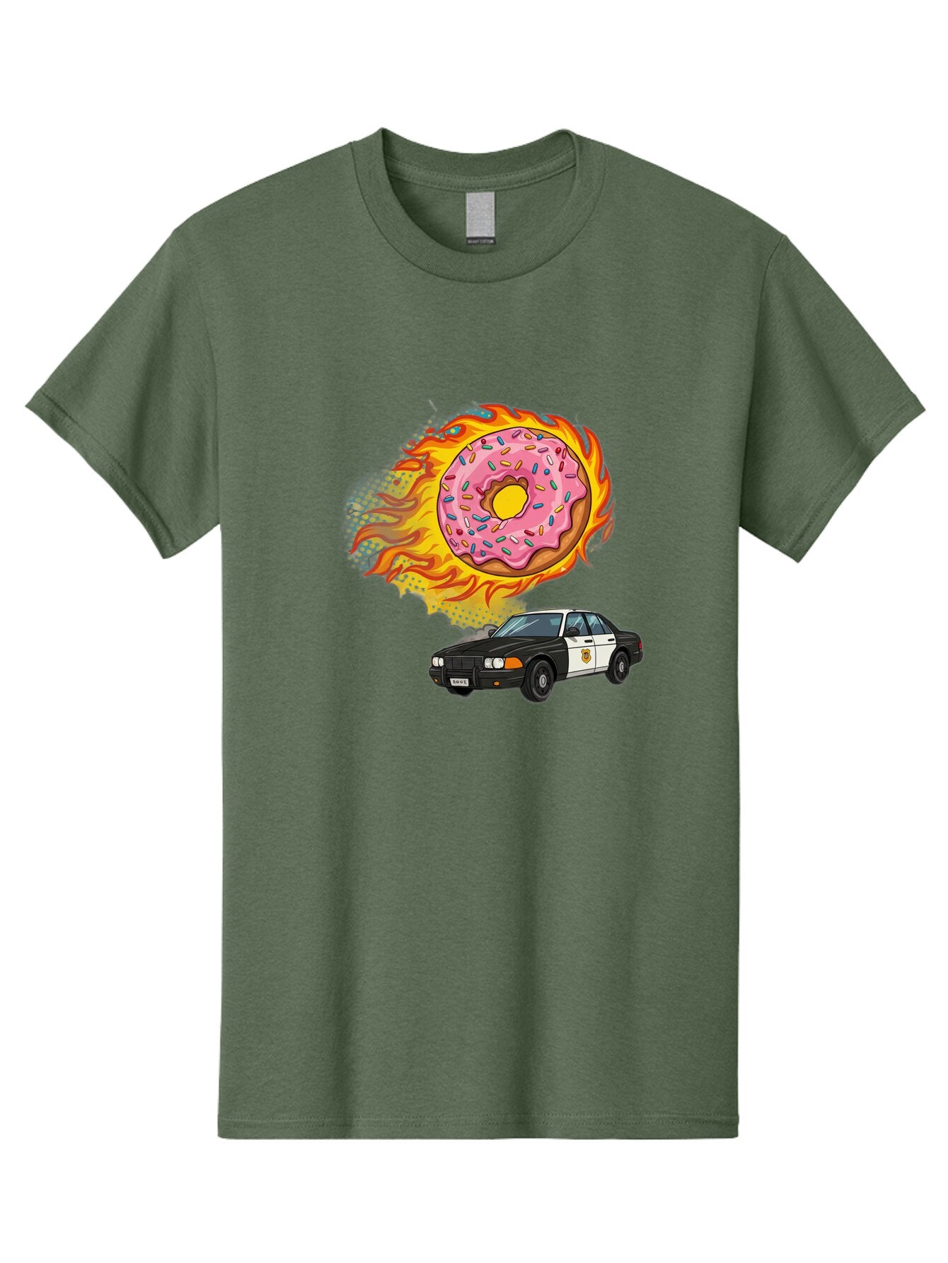 Police-Car-Donut Men'S Graphic Tee, 100% Cotton, Comfortable Casual Summer Wear, Machine Washable, Vintage Camera, Old Camera, Antique Camera, Black Camera, Classic Photography, Photography Equipment, Nostalgic Device, Film Camera, Camera Art Ban177 7