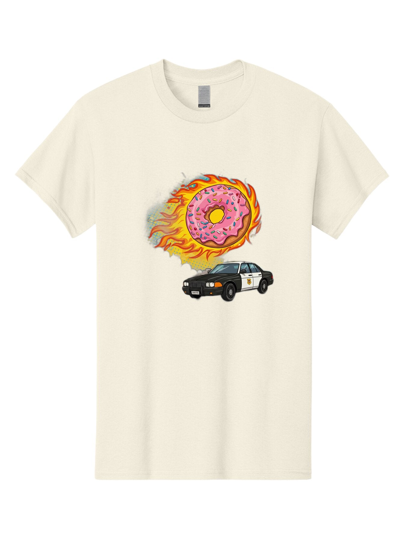 Police-Car-Donut Men'S Graphic Tee, 100% Cotton, Comfortable Casual Summer Wear, Machine Washable, Vintage Camera, Old Camera, Antique Camera, Black Camera, Classic Photography, Photography Equipment, Nostalgic Device, Film Camera, Camera Art Ban177 5