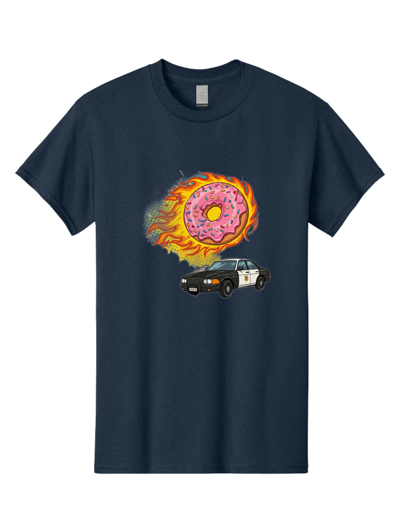 Police-Car-Donut Men'S Graphic Tee, 100% Cotton, Comfortable Casual Summer Wear, Machine Washable, Vintage Camera, Old Camera, Antique Camera, Black Camera, Classic Photography, Photography Equipment, Nostalgic Device, Film Camera, Camera Art Ban177 9