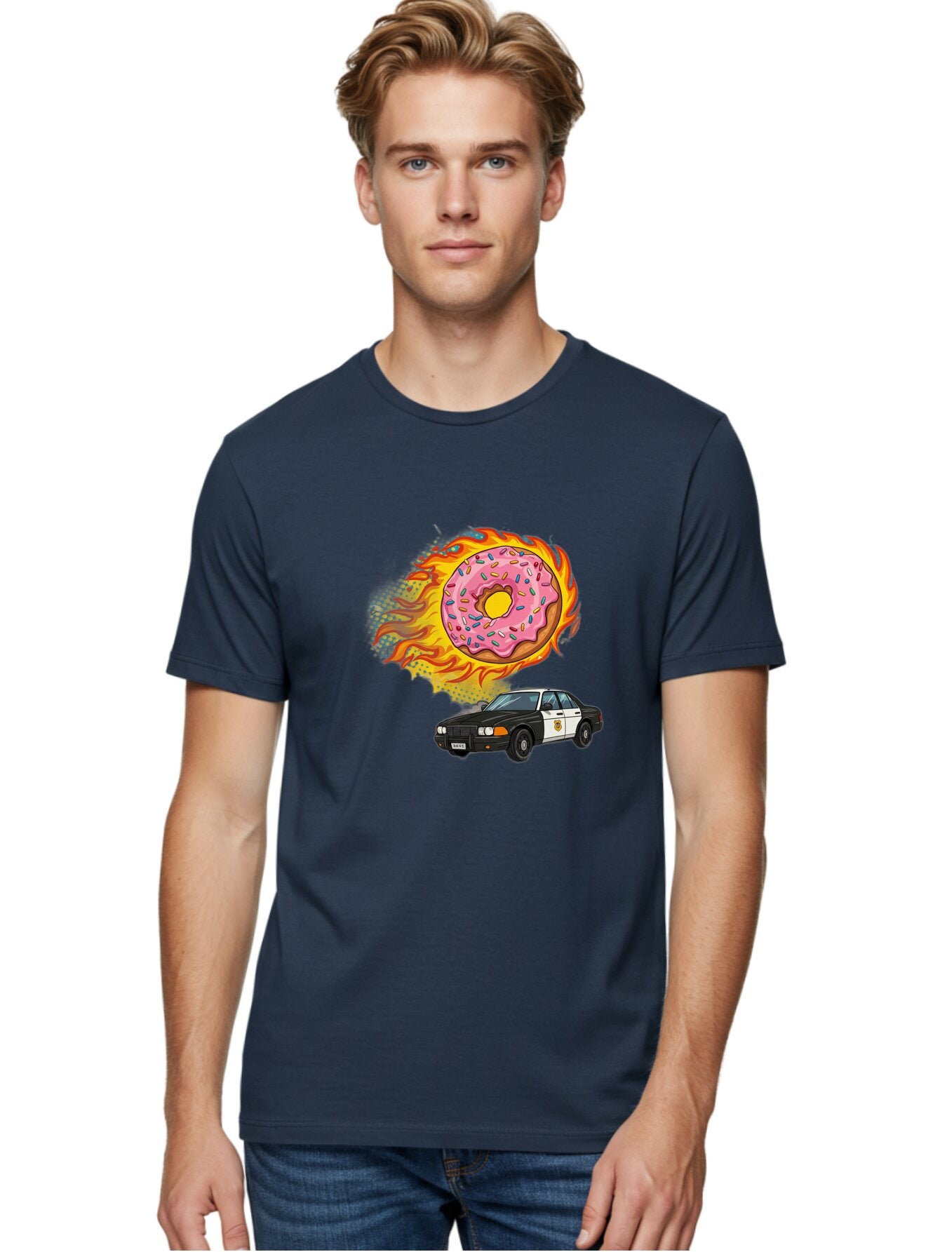 Police-Car-Donut Men'S Graphic Tee, 100% Cotton, Comfortable Casual Summer Wear, Machine Washable, Vintage Camera, Old Camera, Antique Camera, Black Camera, Classic Photography, Photography Equipment, Nostalgic Device, Film Camera, Camera Art Ban177 26