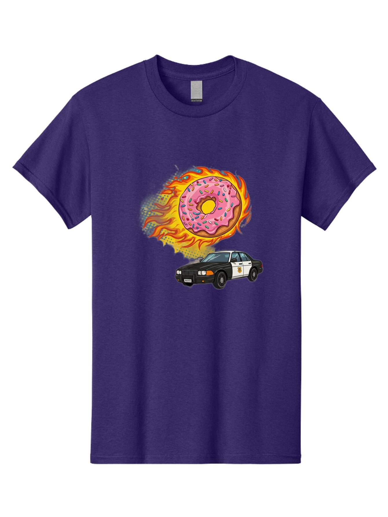 Police-Car-Donut Men'S Graphic Tee, 100% Cotton, Comfortable Casual Summer Wear, Machine Washable, Vintage Camera, Old Camera, Antique Camera, Black Camera, Classic Photography, Photography Equipment, Nostalgic Device, Film Camera, Camera Art Ban177