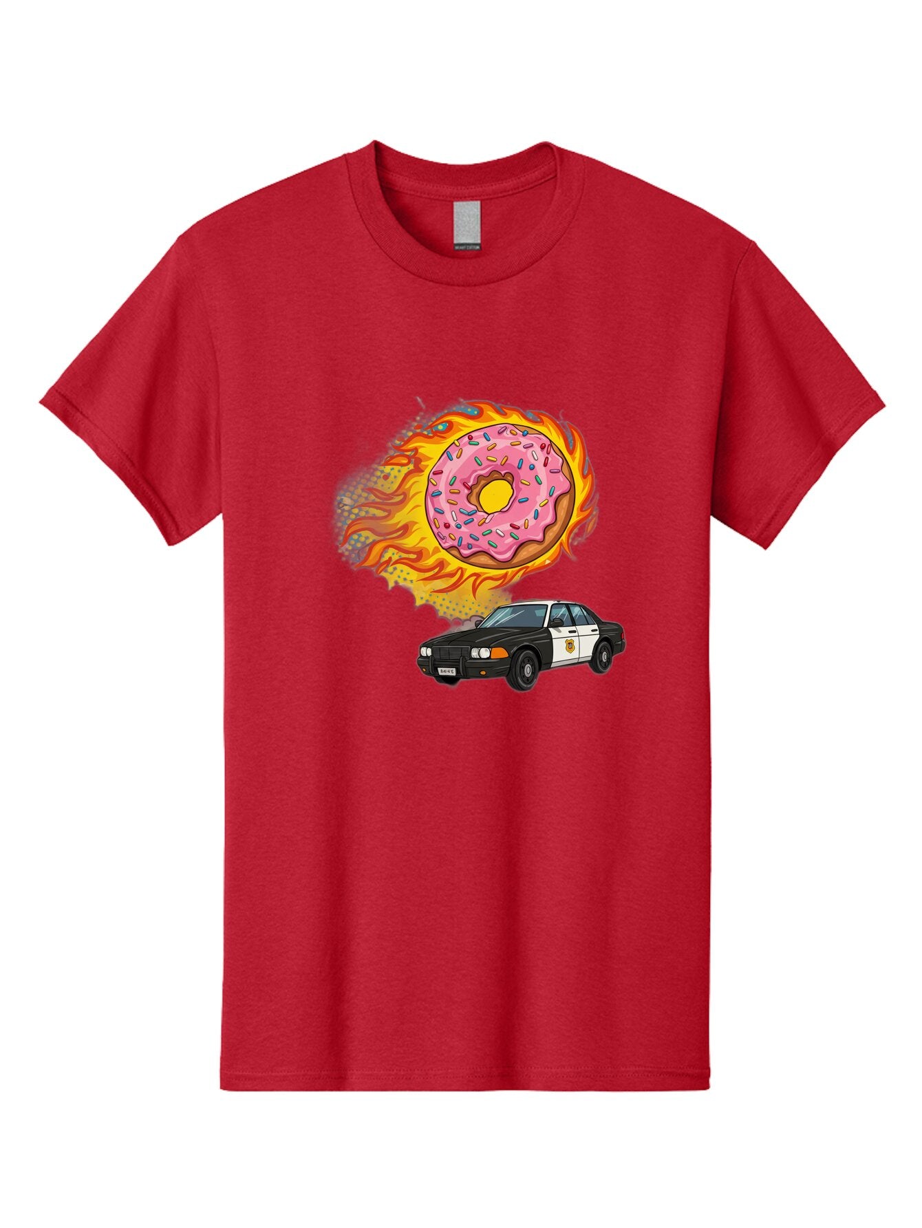 Police-Car-Donut Men'S Graphic Tee, 100% Cotton, Comfortable Casual Summer Wear, Machine Washable, Vintage Camera, Old Camera, Antique Camera, Black Camera, Classic Photography, Photography Equipment, Nostalgic Device, Film Camera, Camera Art Ban177