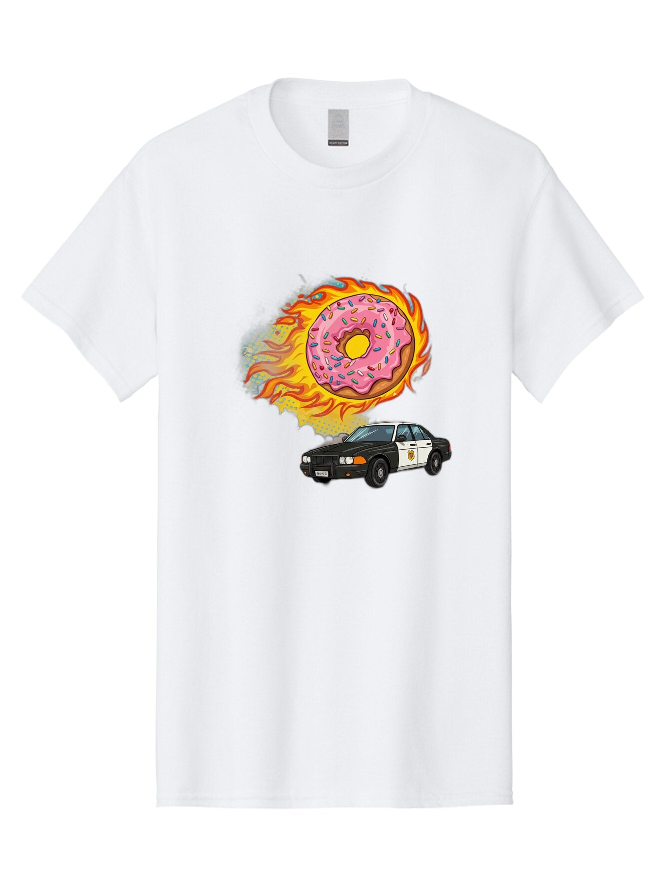 Police-Car-Donut Men'S Graphic Tee, 100% Cotton, Comfortable Casual Summer Wear, Machine Washable, Vintage Camera, Old Camera, Antique Camera, Black Camera, Classic Photography, Photography Equipment, Nostalgic Device, Film Camera, Camera Art Ban177 13